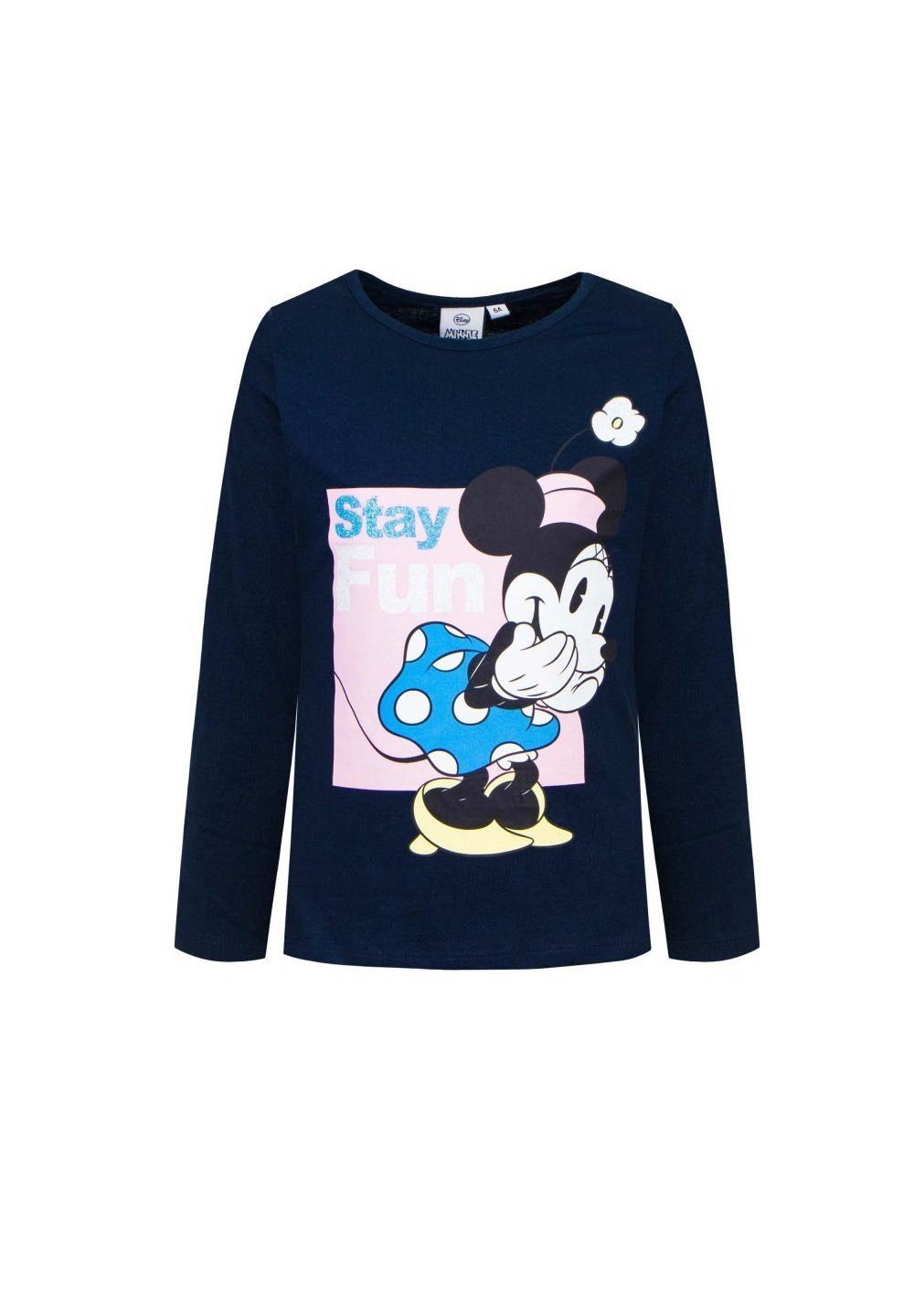 Sun City Disney Minnie Mouse T-Shirt Mädchen Langarm-Shirt Longsleeve Oberteil Mini Maus Dunkel-Blau