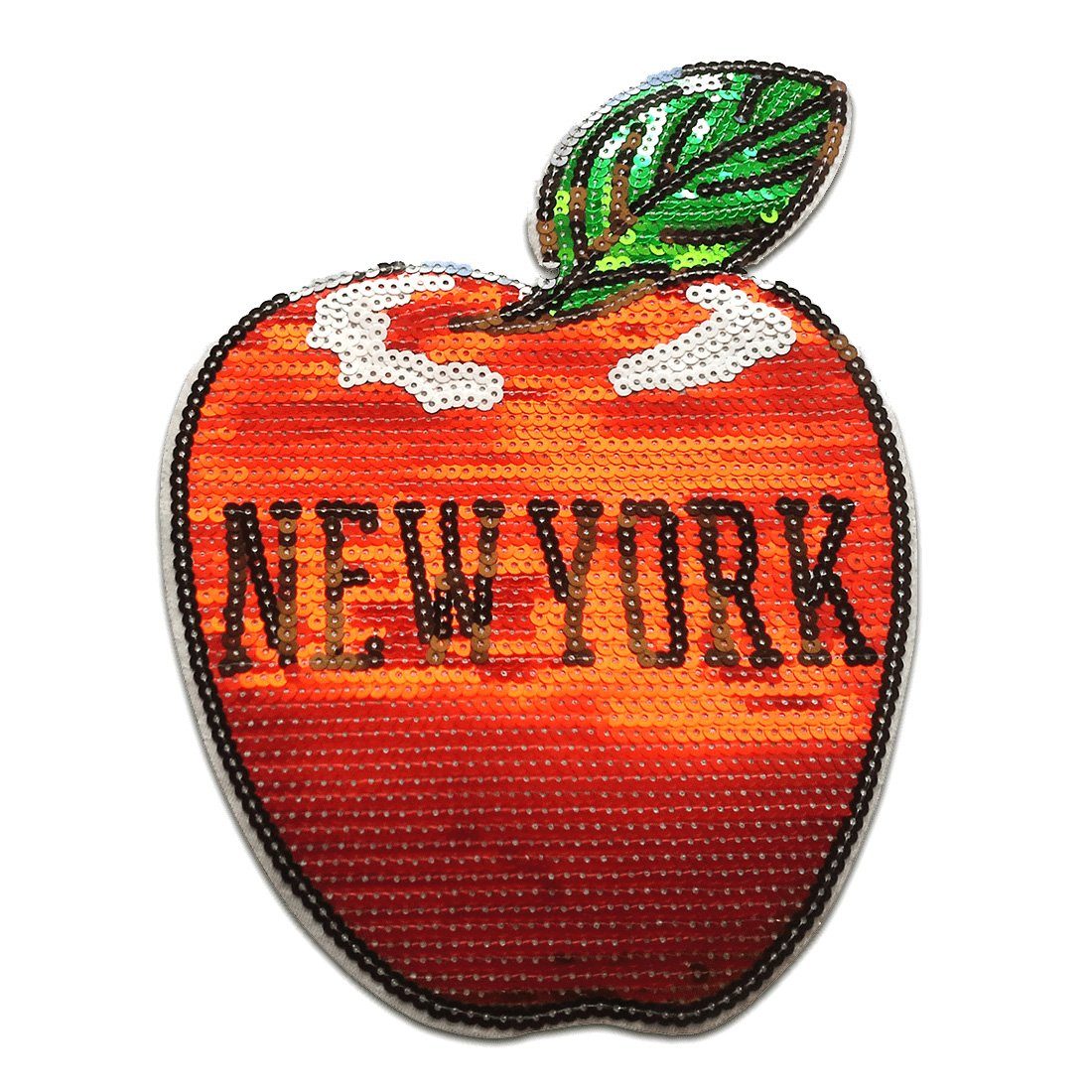 Catch the Patch Aufnäher Bügelbild, Aufbügler, Applikationen, Patches, Flicken, zum aufbügeln, Kunststoff, XL New York big apple mit Pailletten - Größe:
