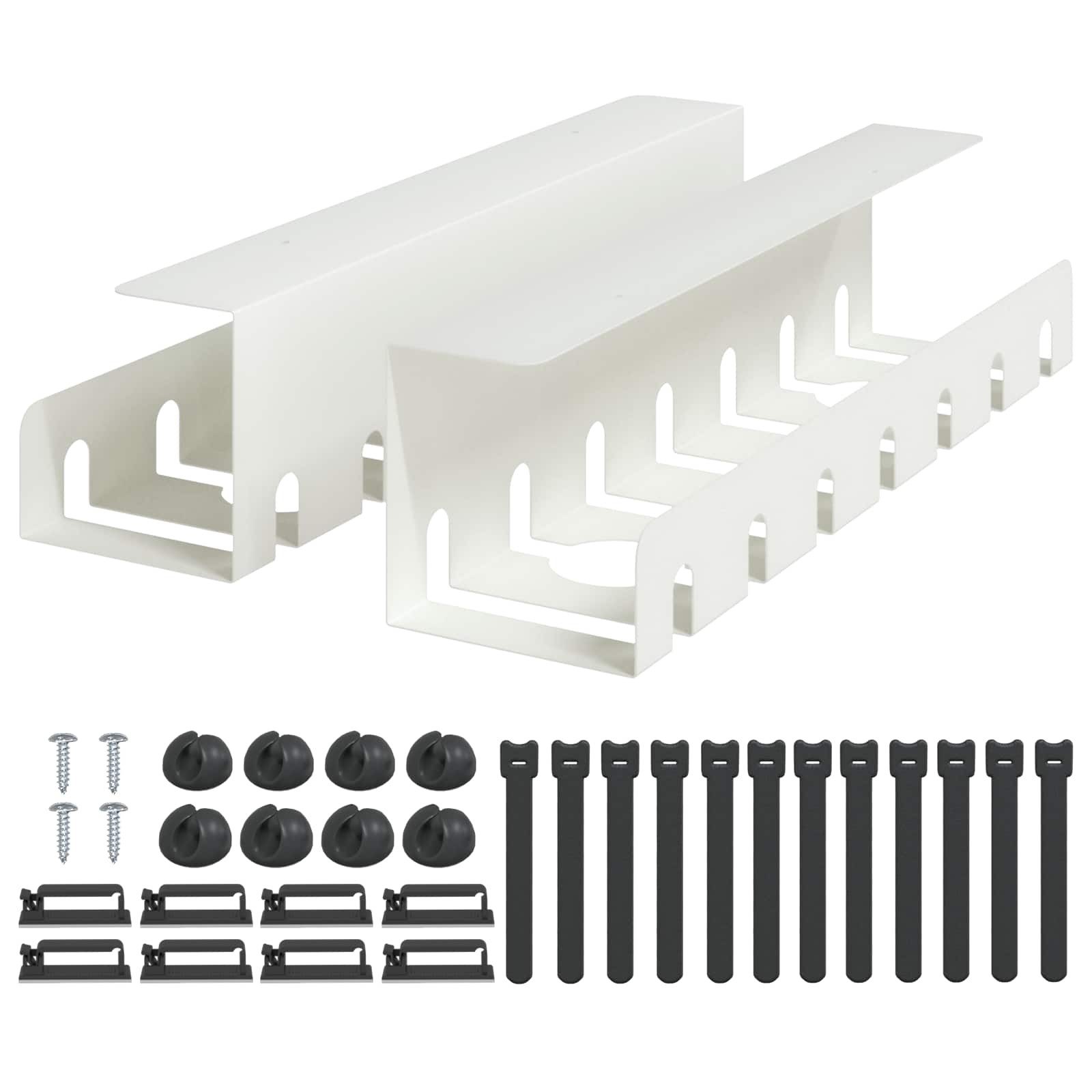 vidaXL Kabelzubehör Unter dem Schreibtisch Kabelmanagement Tray 2 Stk. Weiß, (2-tlg)