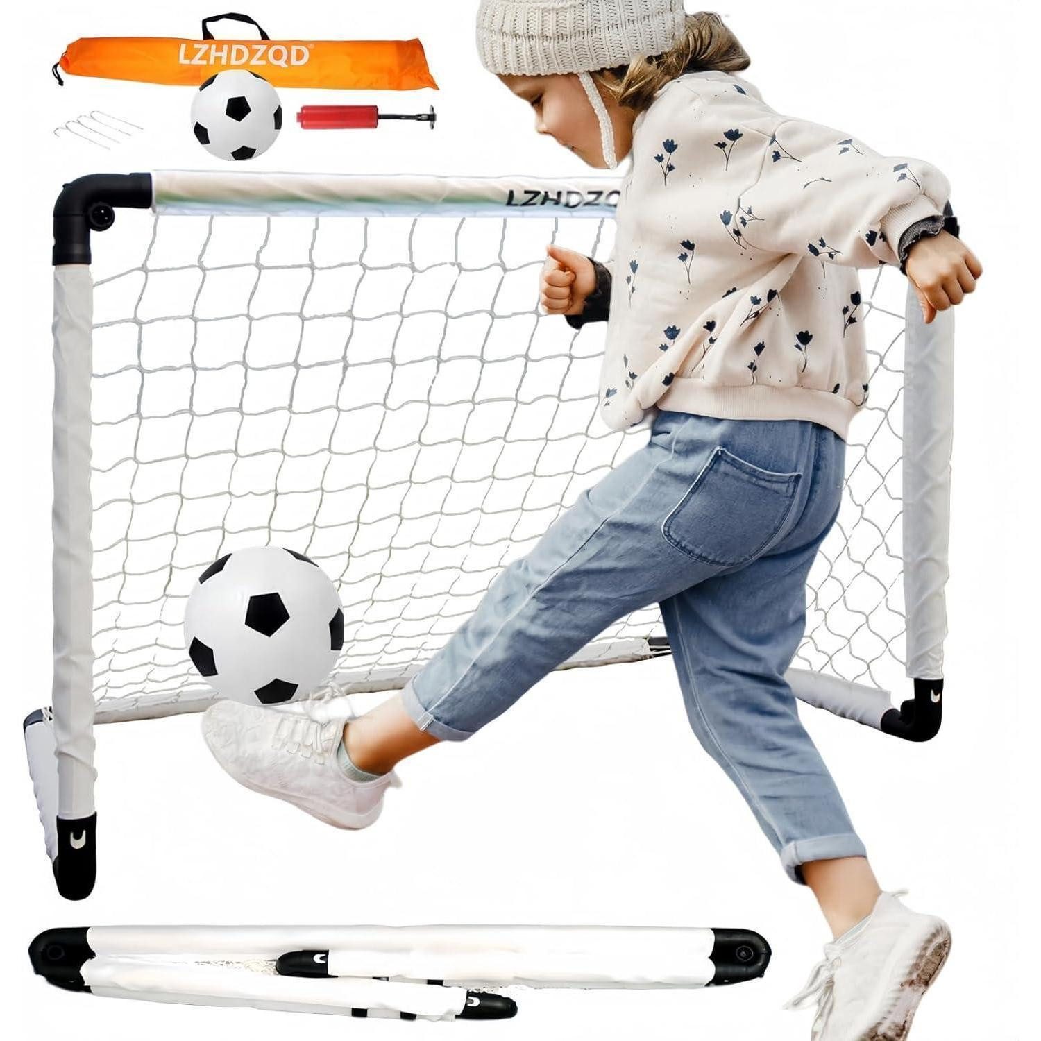 LuxusKollektion Fußballtor Fußballtor klappbar mini Kinder Garten 90x60cm weiß tor+ fußball
