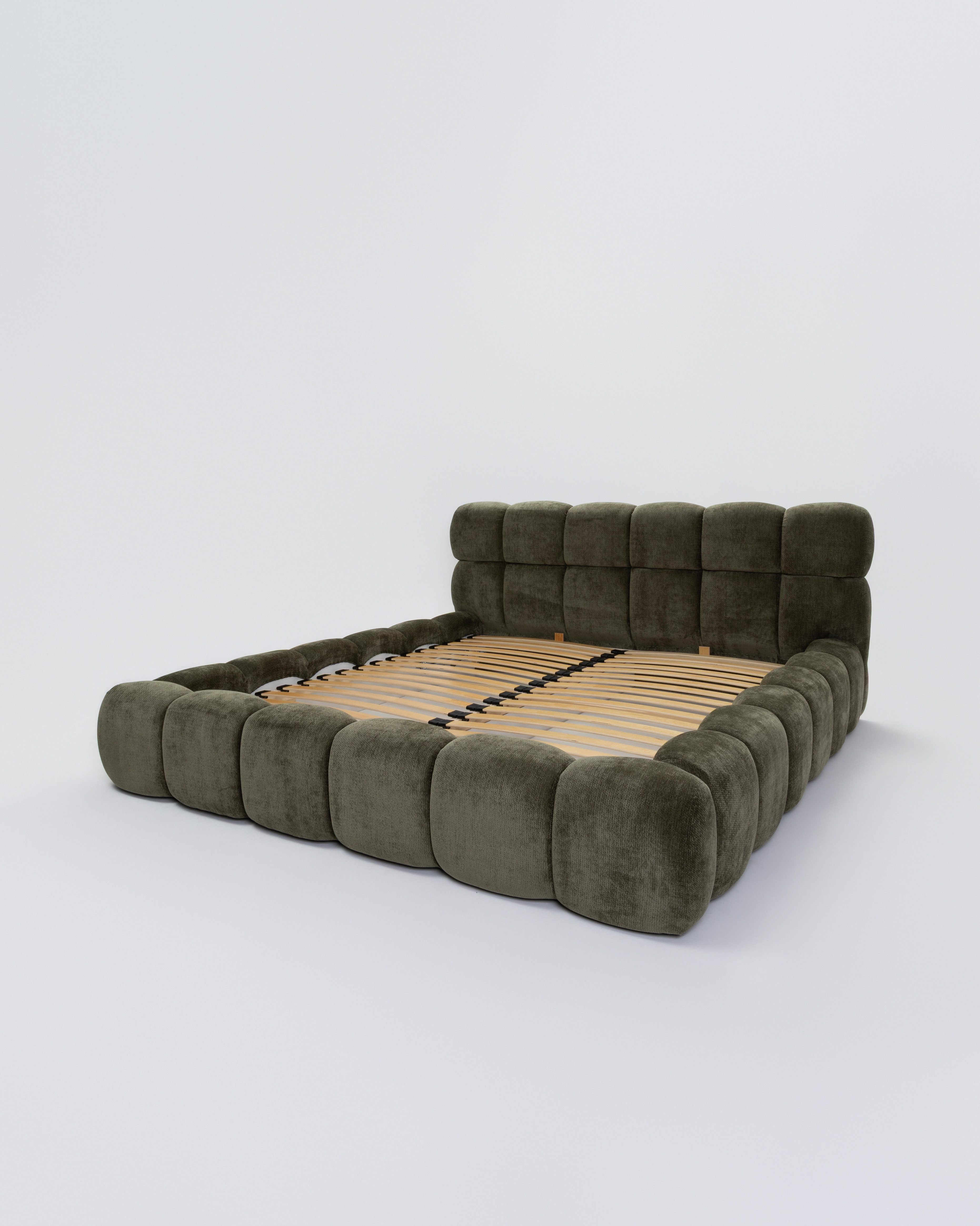 yourhouse24 Polsterbett Design-Bett im Cloud-Look – Chenille Lumo, Bubble-Optik & Japandi