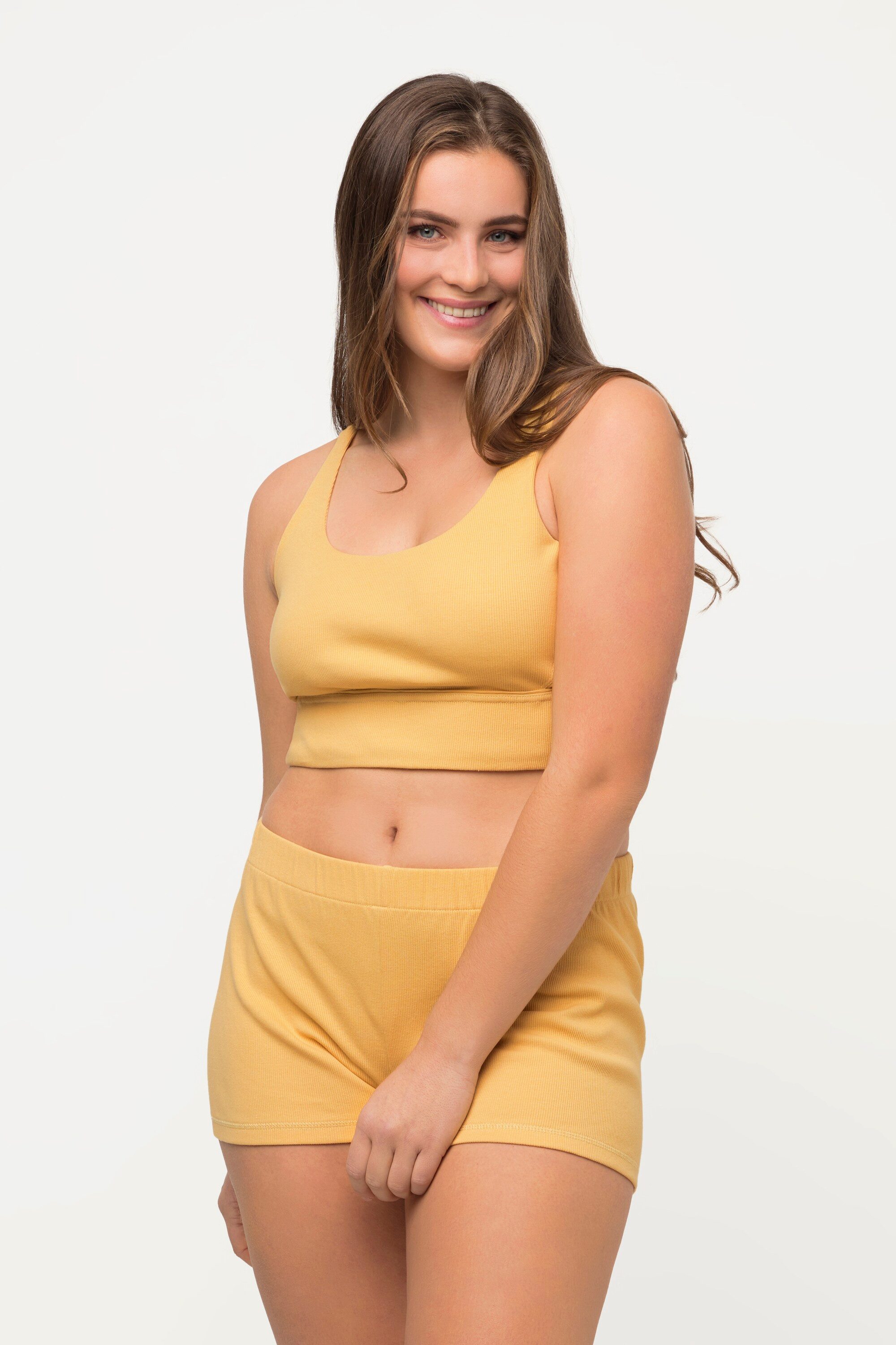 Ulla Popken Unterhemd Bustier Rippjersey Carree-Ausschnitt Biobaumwolle