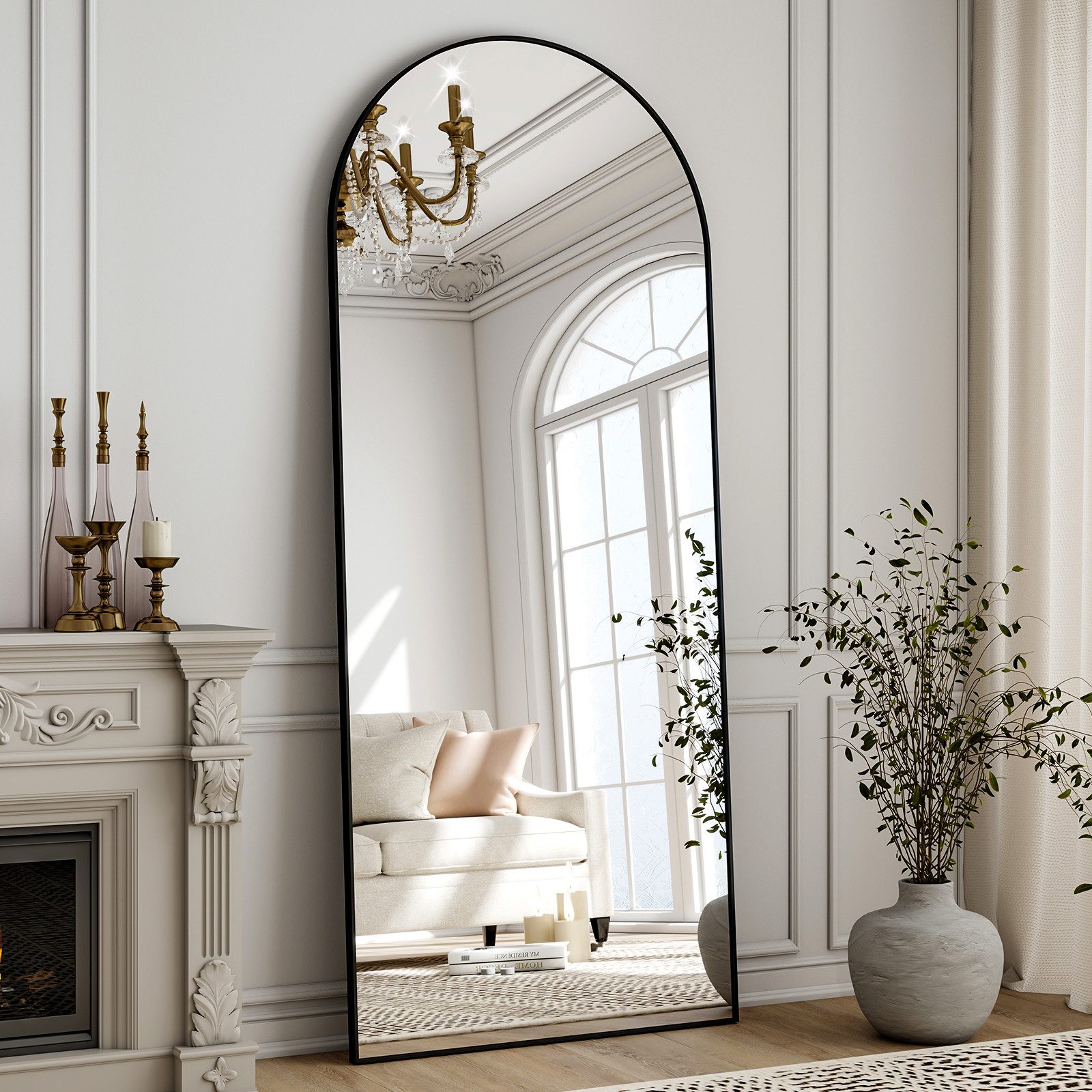 Koonmi Ganzkörperspiegel Großer Standspiegel mit Metallrahmen und verstärkt günstig online kaufen