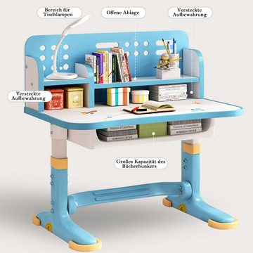 NUODWELL Kinderschreibtisch Kinderschreibtischstuhl-Set,Höheverstellbar Studiertisch Ergonomischer