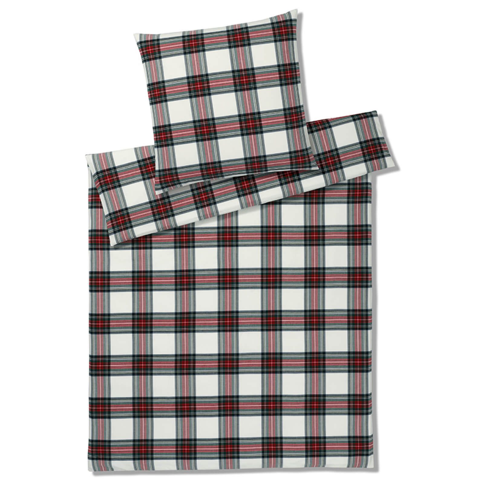 Elegante Bettwäsche Westminster 2666 01 Wine, Flanell, 2 teilig, Linien, Kariert