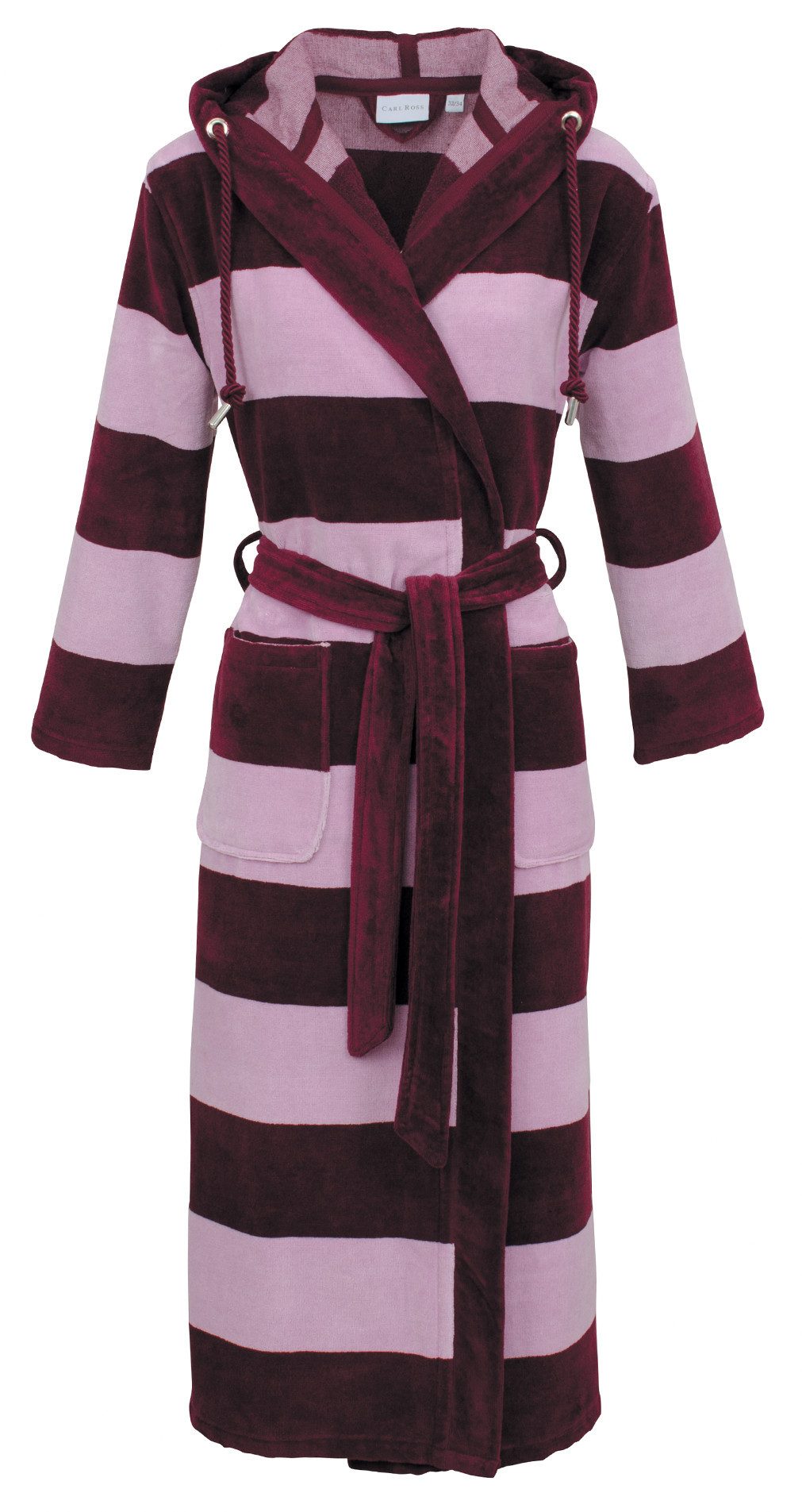 Carl Ross Damenbademantel, Velours, Kapuze, Gürtel, mit Kapuze