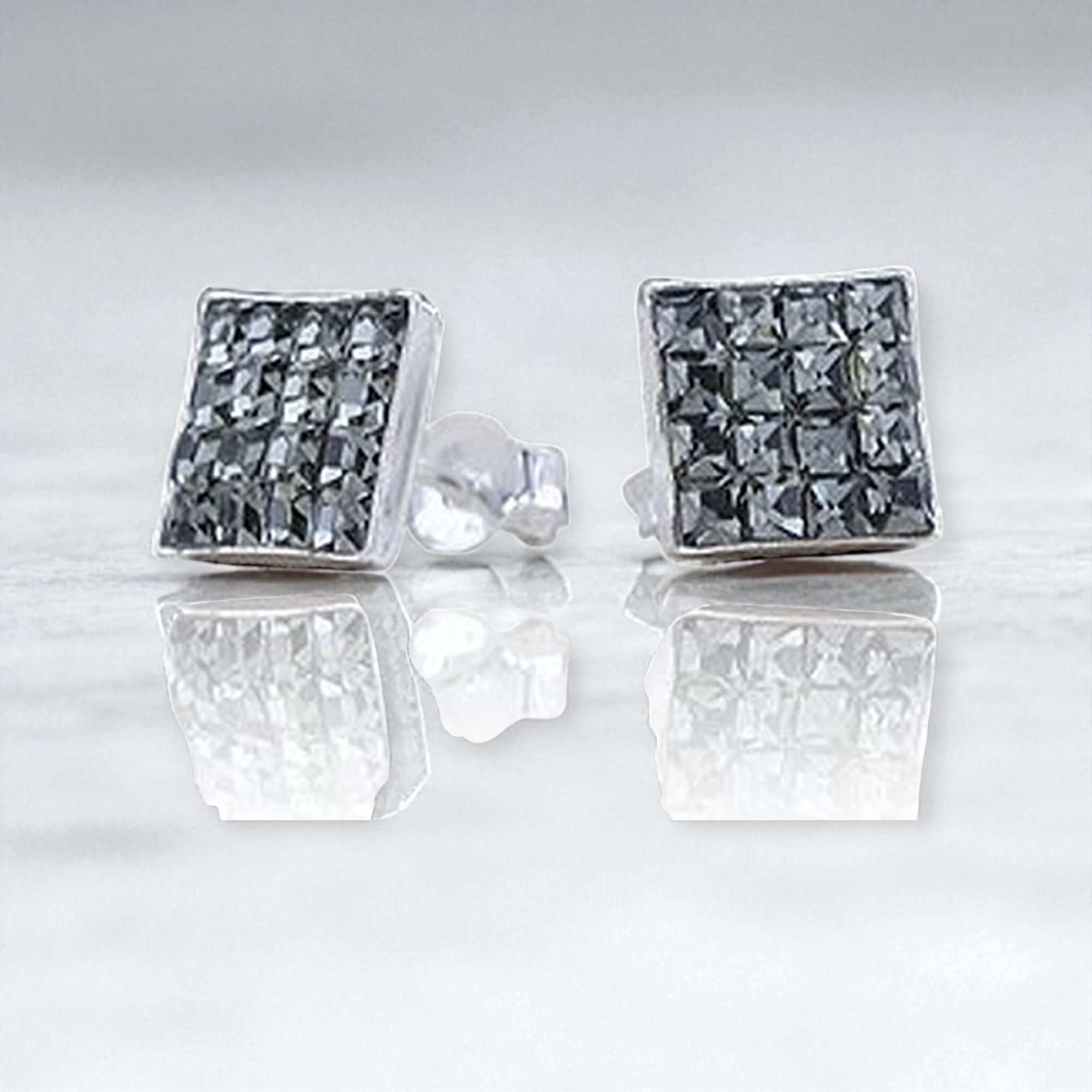 Karisma Paar Ohrstecker Ohrstecker Silber 925 Mit Kristall Elements - Unisex Black Diamond 8mm