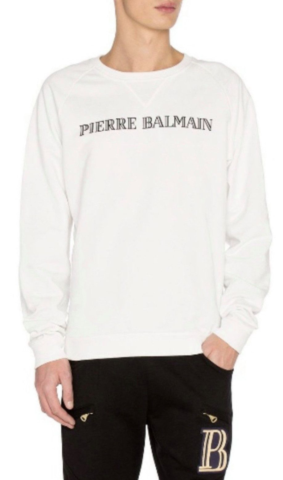 Balmain Paris Sweatshirt Pierre Balmain Pullover Relaxef Comfort Fit Gerippten Kragen mit elastischen Bündchen