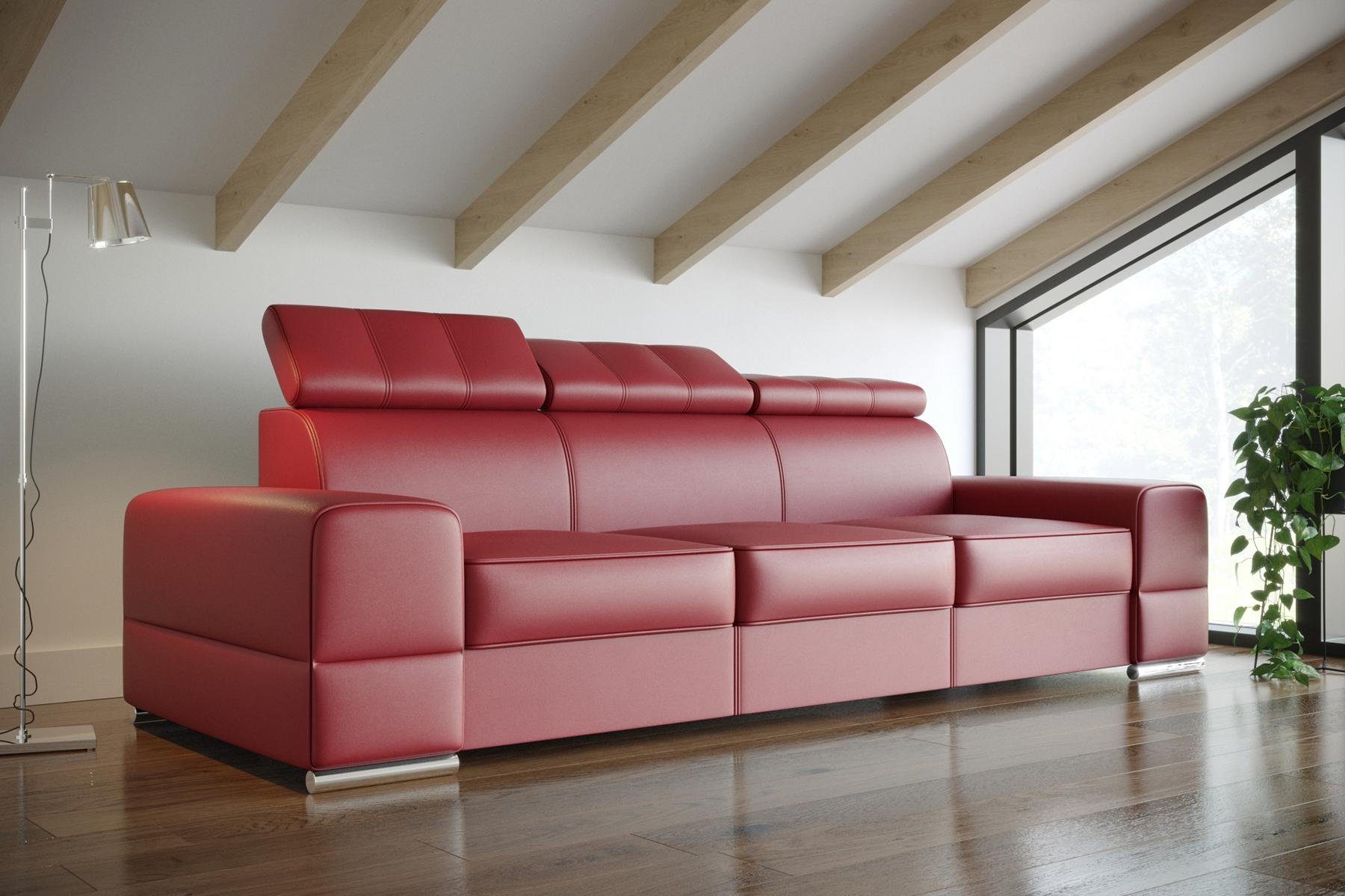 JVmoebel Sofa Design xxl Couchen Sofa 4 - Sitzer Couch Leder Polster, Made in Europe Rot