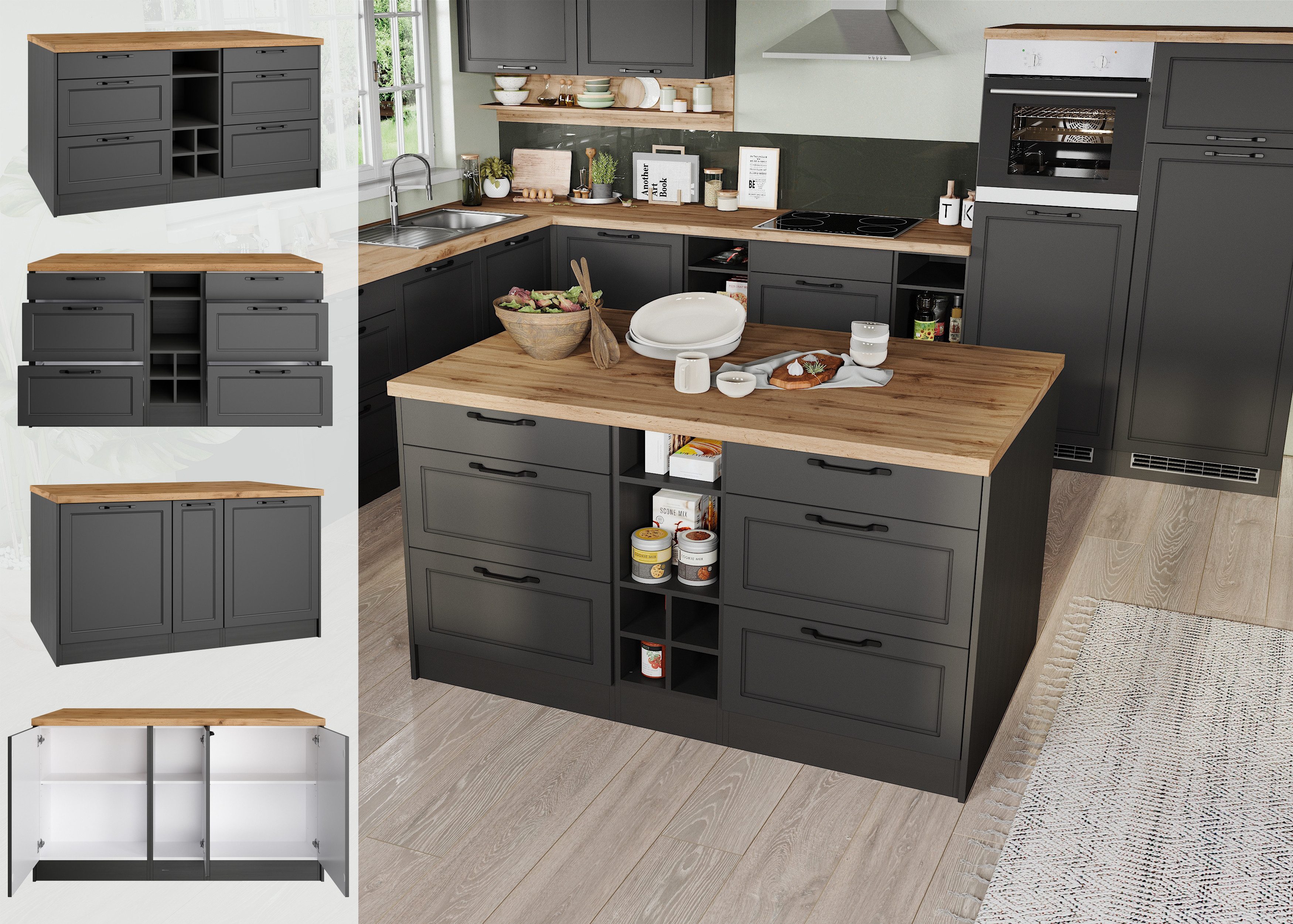 KOCHSTATION Kücheninsel "KS-Lana, Breite 153 cm", MDF-Fronten, Arbeitsplatt günstig online kaufen