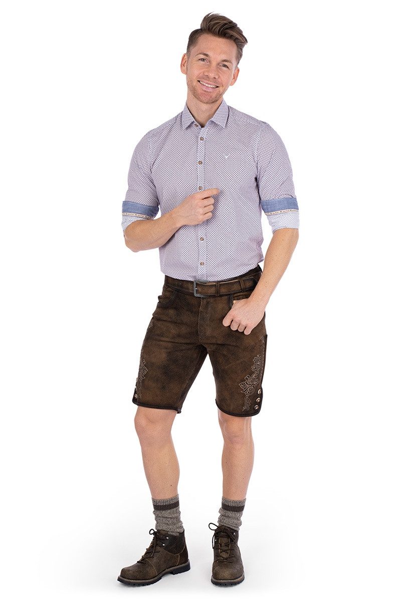 Hatico Trachtenhemd Trachtenhemd - MANILO - weiß/blau/oliv, weiß/blau/rot