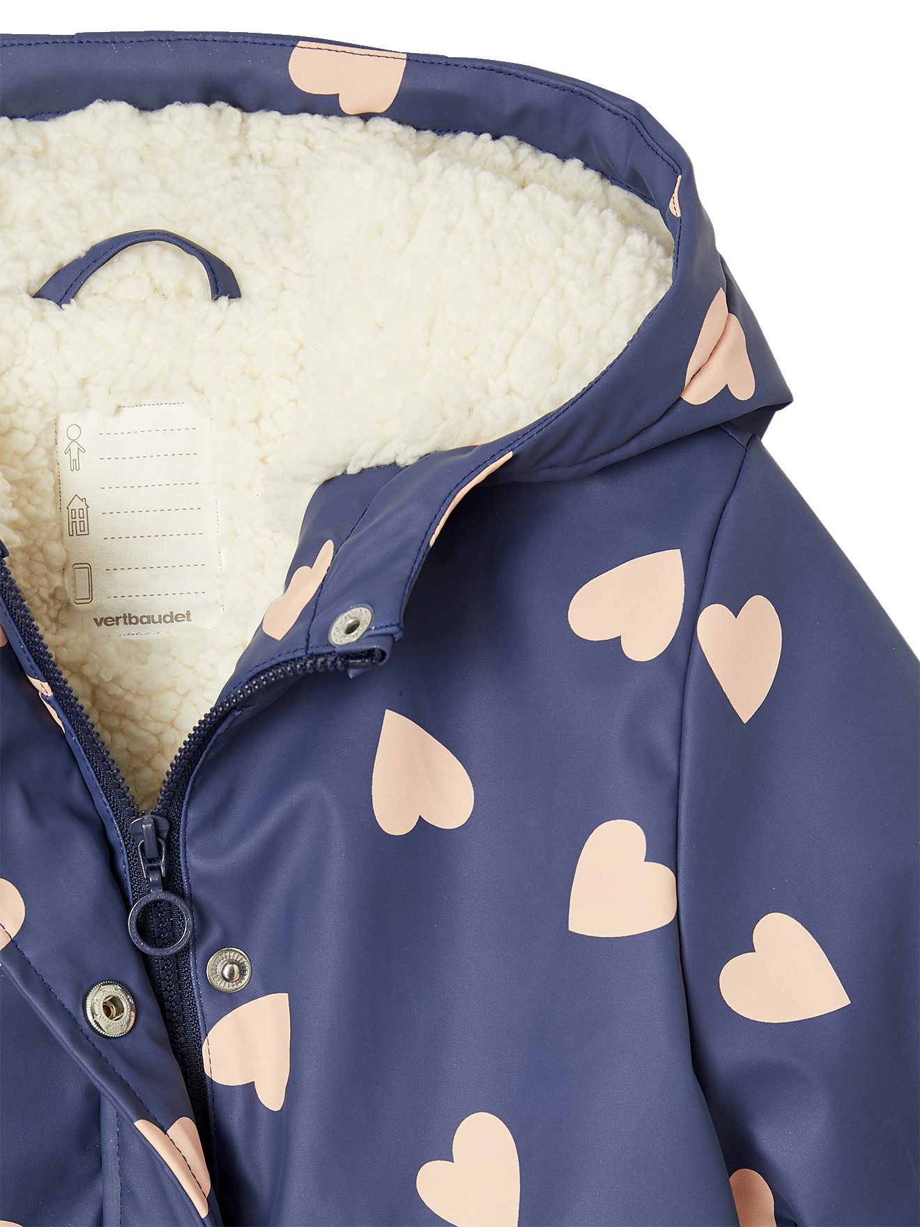 vertbaudet Regenjacke Mädchen Regenjacke mit Kapuze & Teddyfleece-Futter Teddyfleece-Futter – Bild 4 von 5