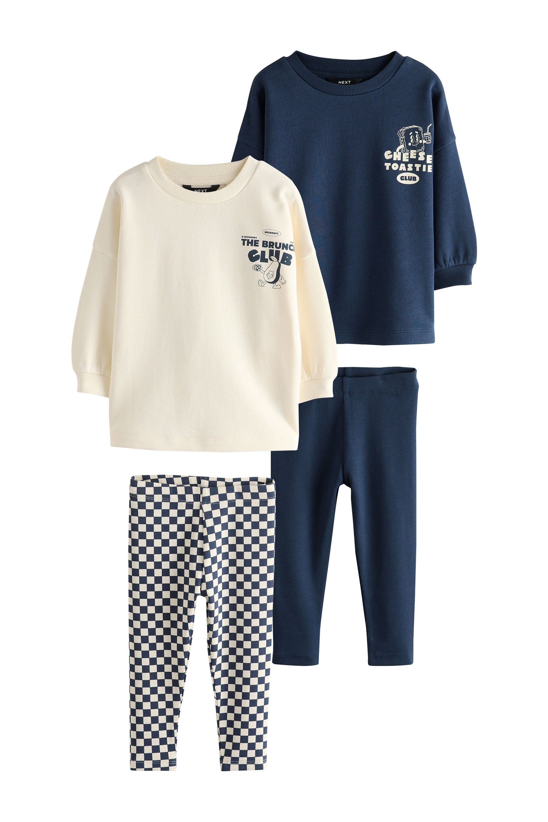 Next Langarmshirt & Leggings T-Shirts und Jogginghosen, 4-teiliges Set (4-tlg)