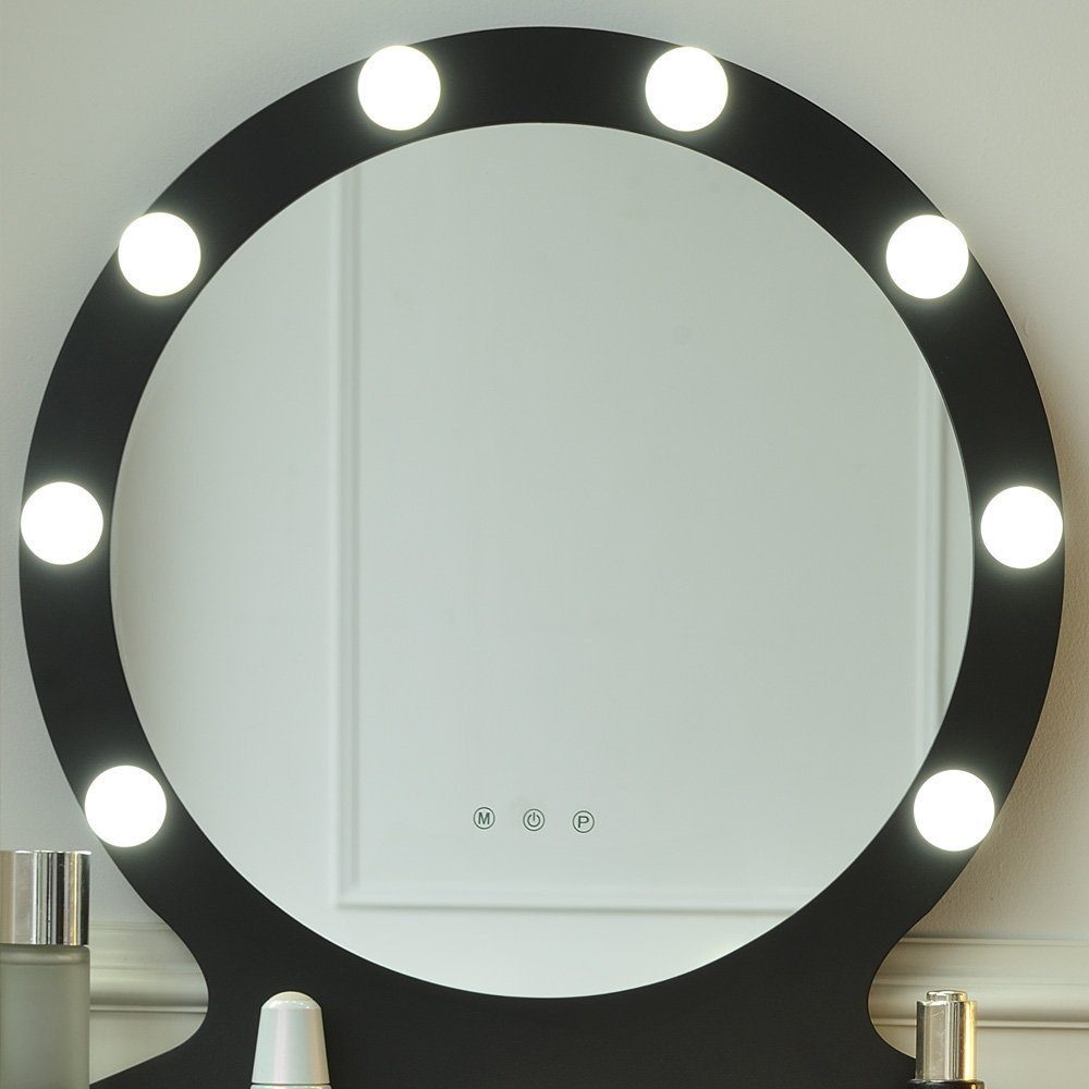HOME DELUXE Schminktisch MIRANDA 130 x 80 x 40 cm (inkl. Hocker), einstellbare LED Beleuchtung & Stauraum I Frisiertisch