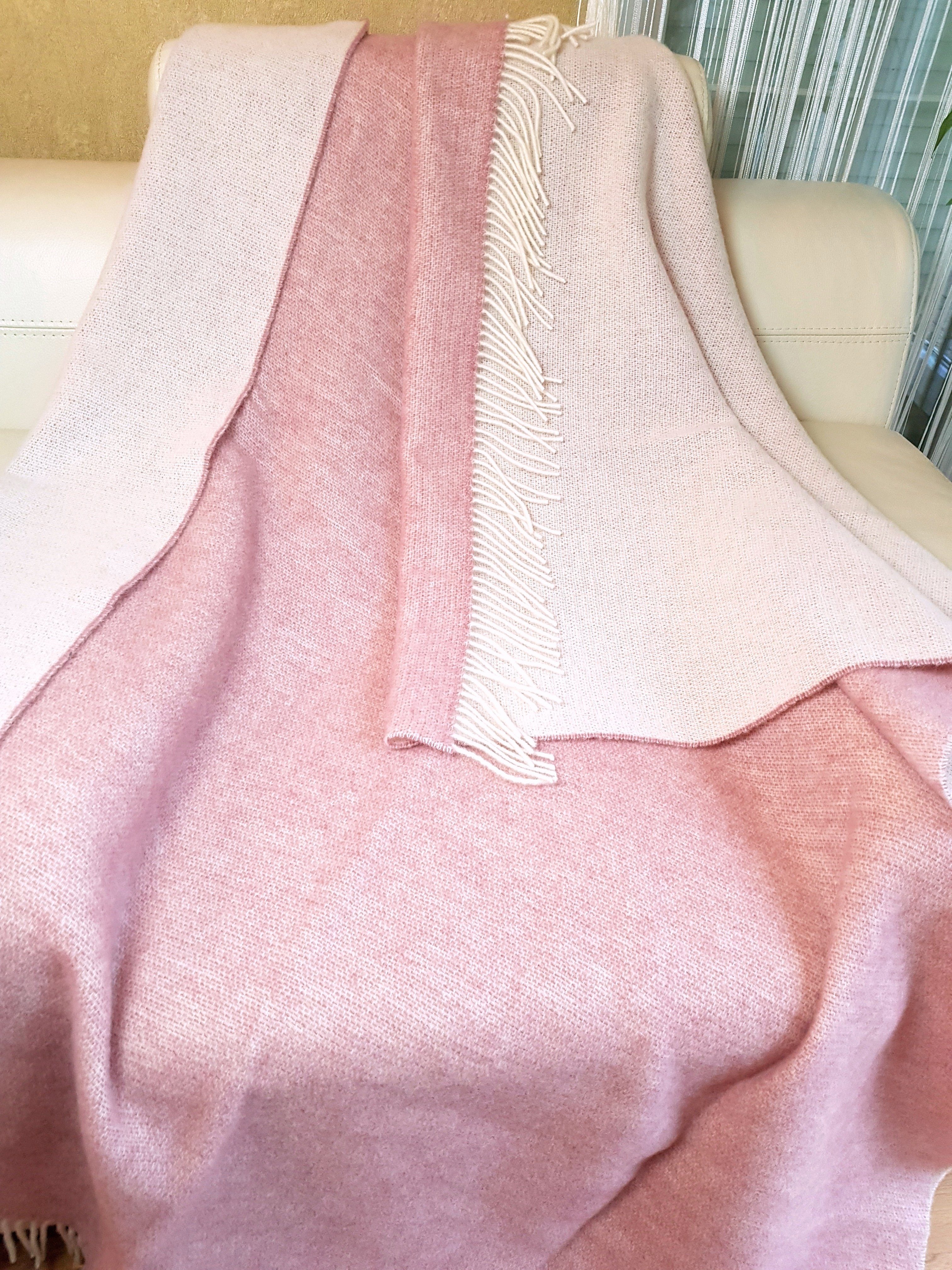 Wolldecke Wolldecke TIROL 100% aus (doubleface) Rosa-Weiß STTS Schurwolle