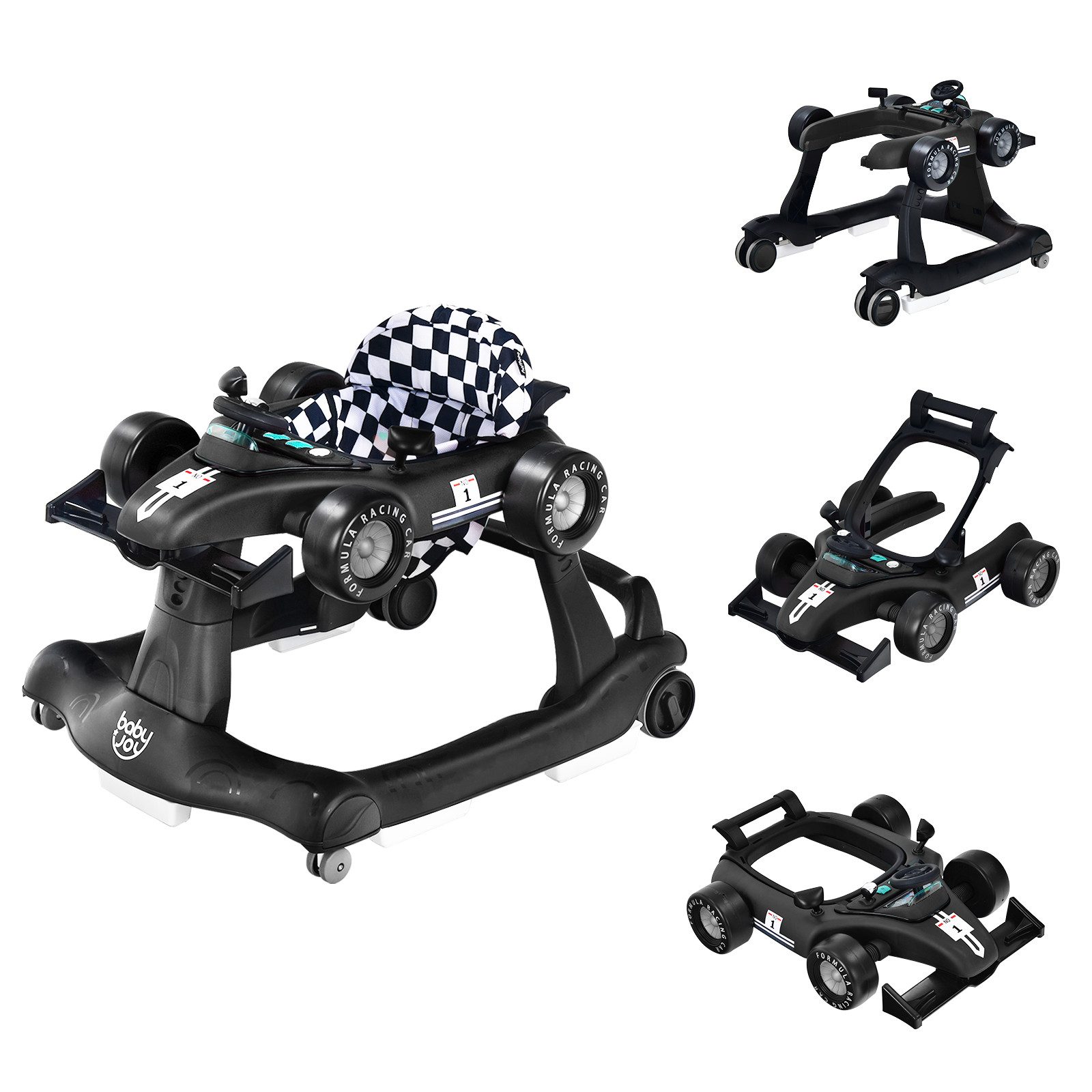 COSTWAY Lauflernhilfe 4 in 1 Lauflernwagen, mit Musik, Licht, ab 6 Monaten