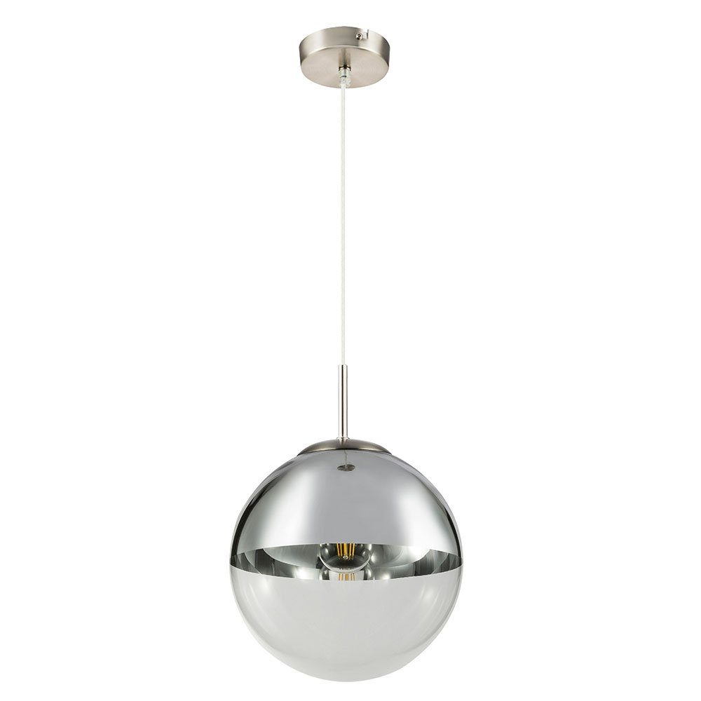 GLOBO LIGHTING Hängeleuchte, Leuchtmittel inklusive, Decken Pendel Leuchte Wohn Zimmer Glas Kugel Hänge Lampe chrom klar im