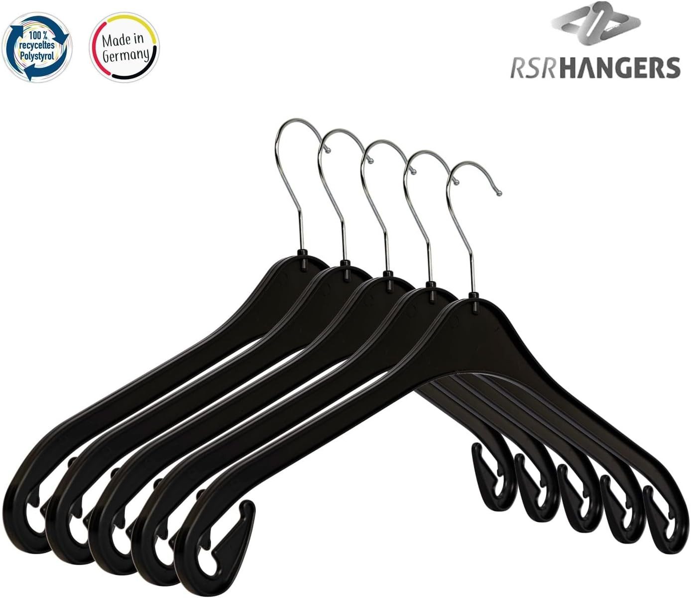 RSR Hangers Kleiderbügel NA 43 Schwarz 40 Stück Hemdenbügel Blusenbügel 360° Haken – Bild 3 von 4