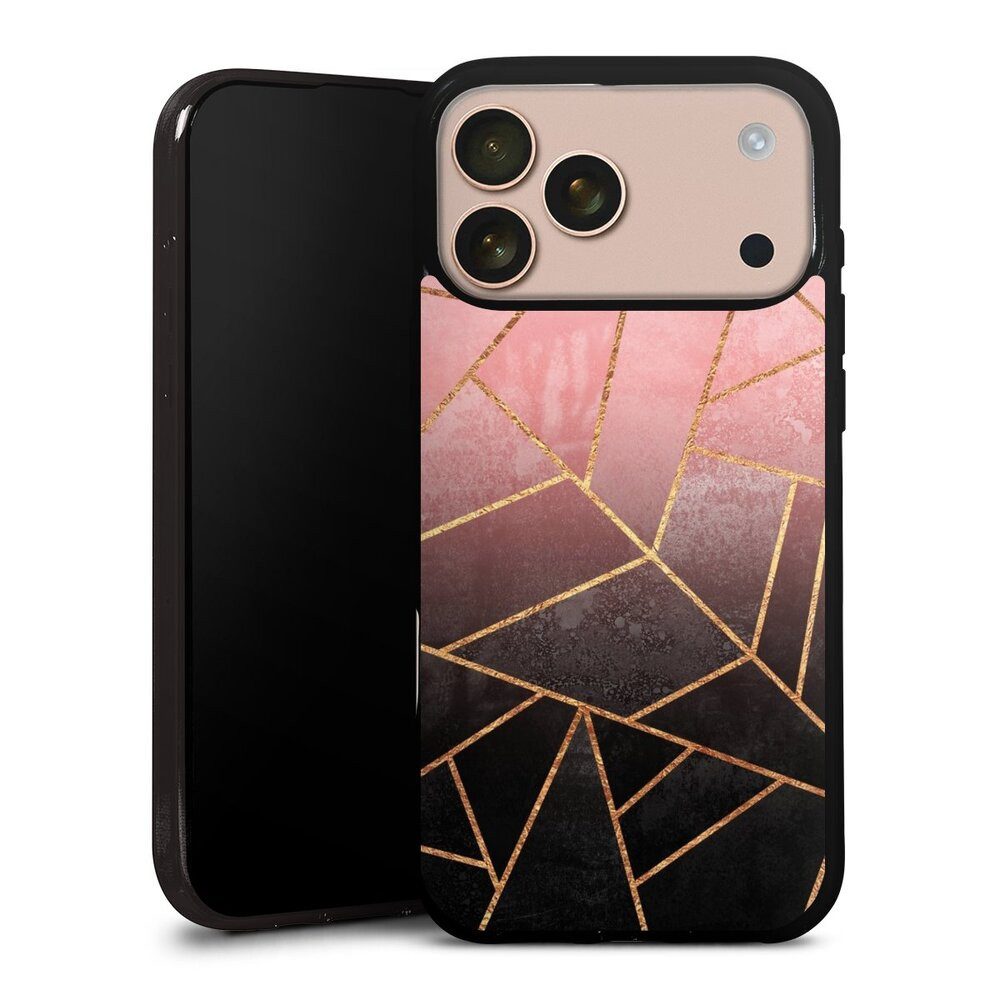 Handyhülle Farbverlauf Geometric Gold & Kupfer Pink And Black Stone Gold Print