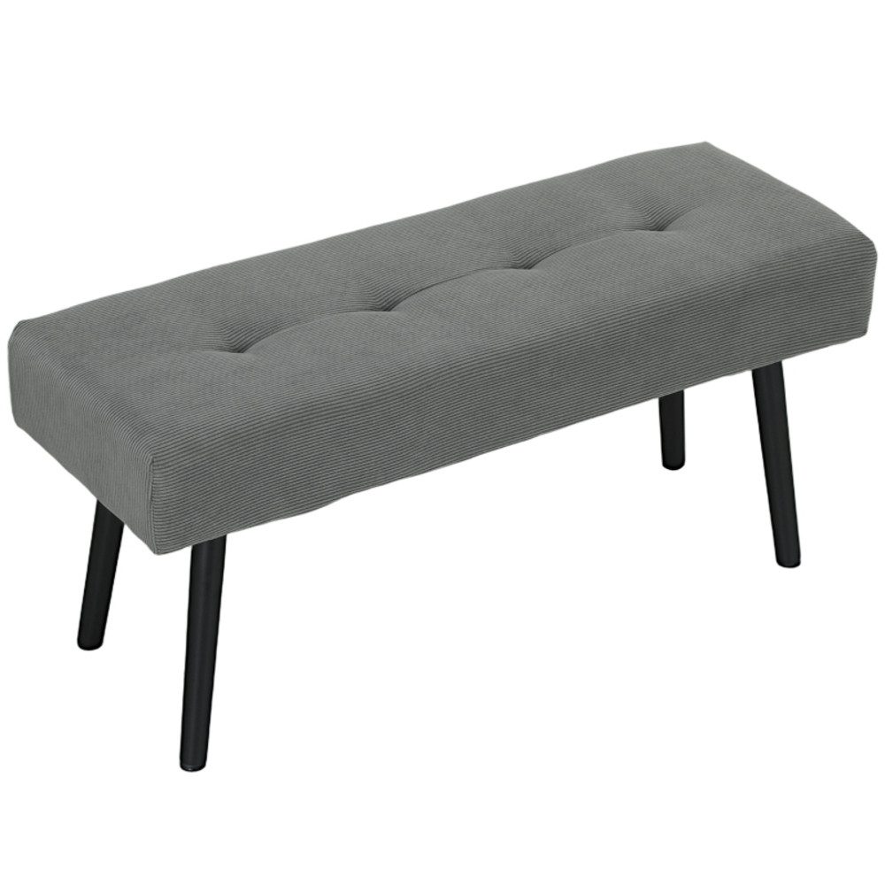 REDOM Polsterbank 100x36x45 cm, Cord-Bank mit Knopfheftung, Metallgestell, gepolstert (Packung, 1-St., Vielseitig als Bettbank, Schuhbank & Flursitz nutzbar, Grau), Bequeme & pflegeleichte Sitzgelegenheit für Diele, Ankleide