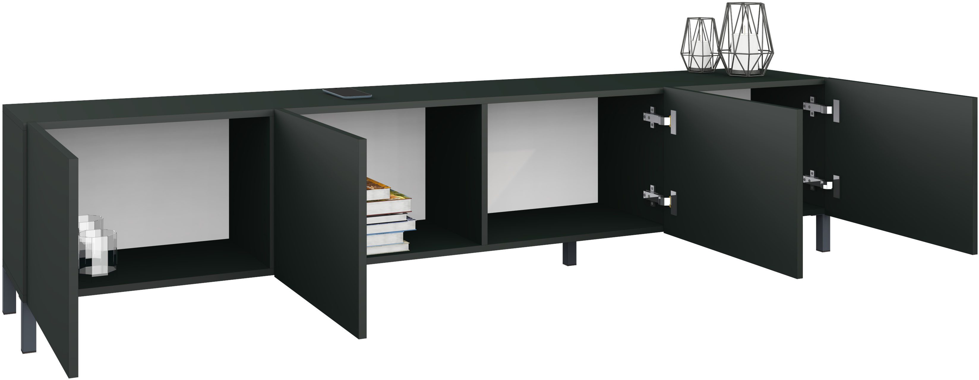borchardt Möbel Lowboard Sophia, TV-Schrank mit Metallfüßen, Metallfüße, grifflose Optik