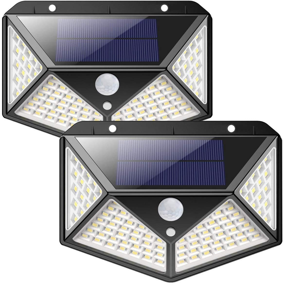 Oneid LED Solarleuchte Außen-Wandleuchte, LED Solar Außenleuchte, [2  Stück]100 LED Solarlampe