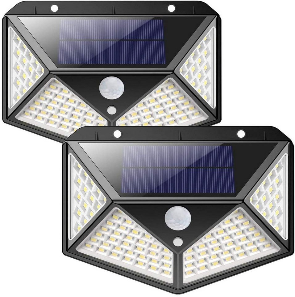 Oneid LED Solarleuchte Außen-Wandleuchte, LED Solar Außenleuchte, [2  Stück]100 LED Solarlampe