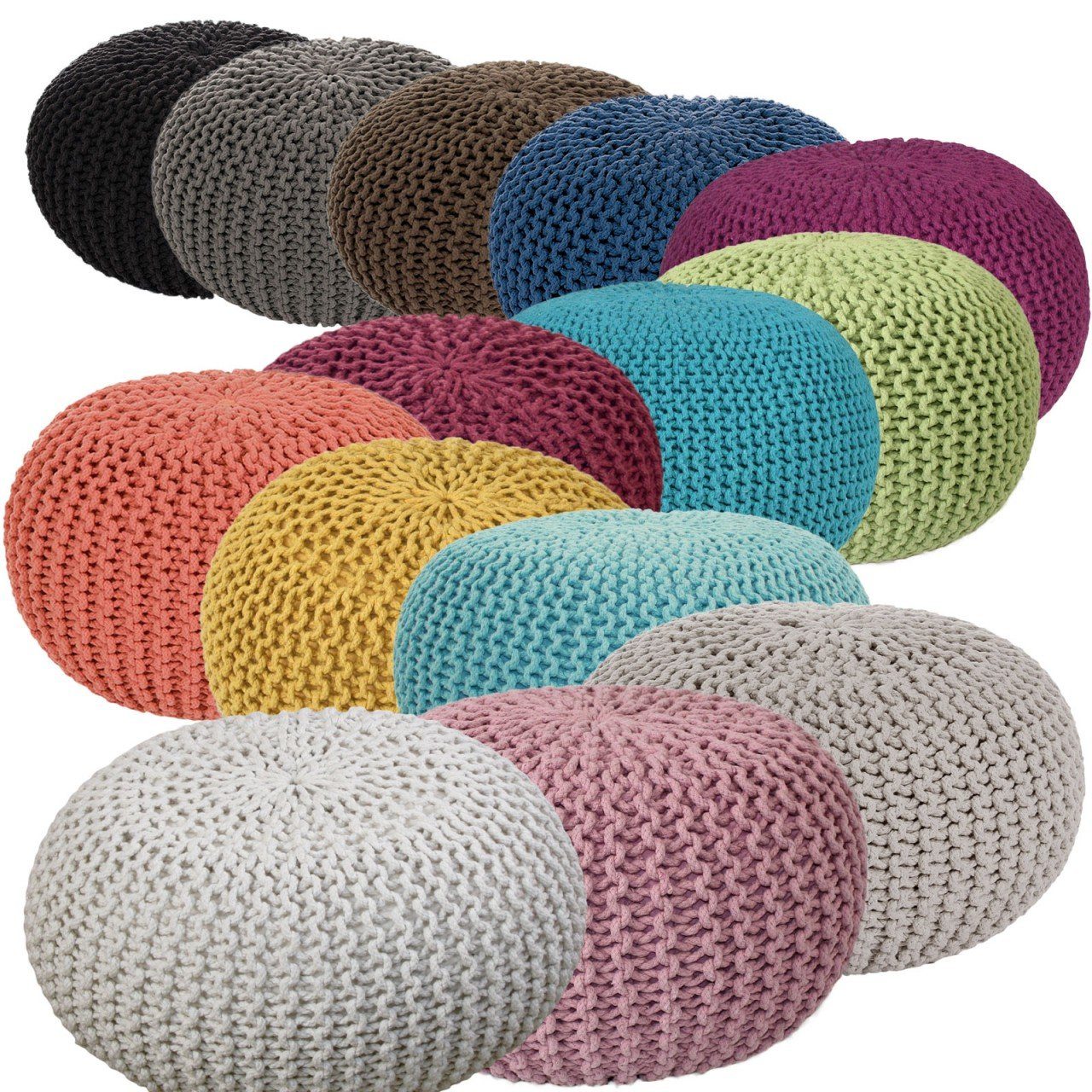 soma Sessel Soma Pouf Ø 55 cm Strickhocker Sitzpouf Sitzpuff Bodenkissen Grobstric, Stuhl Sessel Sitzplatz Sitzmöbel