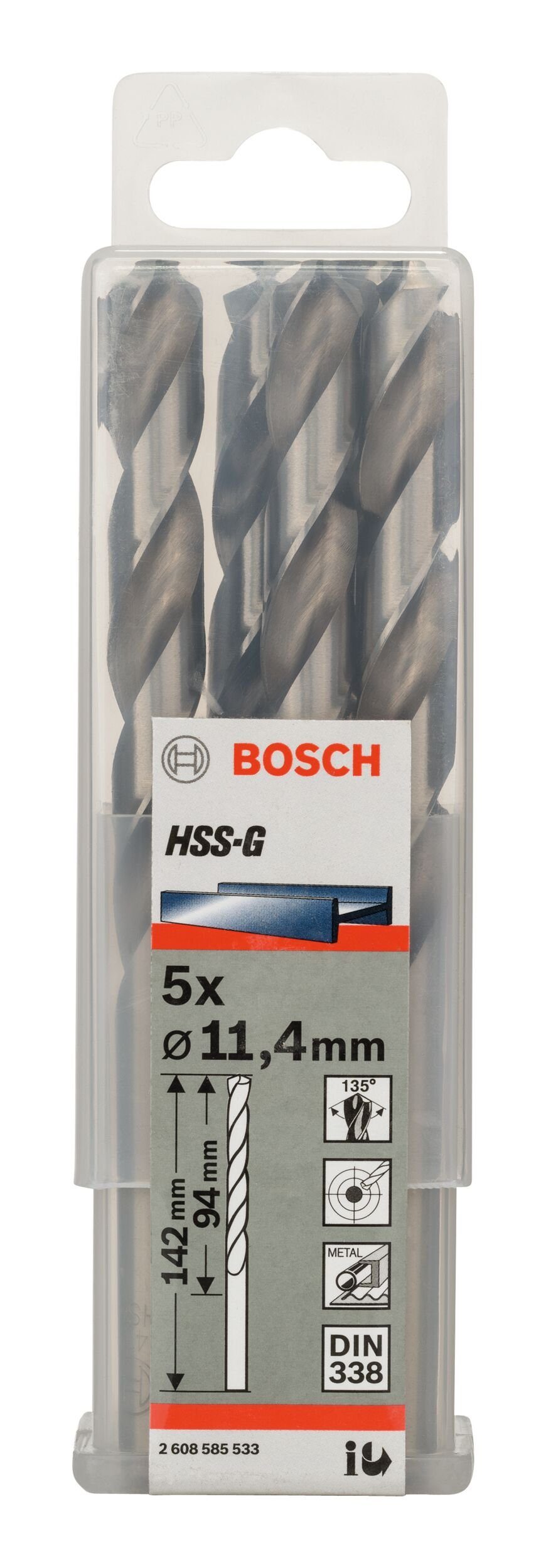 (DIN x 142 11,4 Stück), BOSCH - Metallbohrer, mm x 338) - HSS-G (5 5er-Pack 94