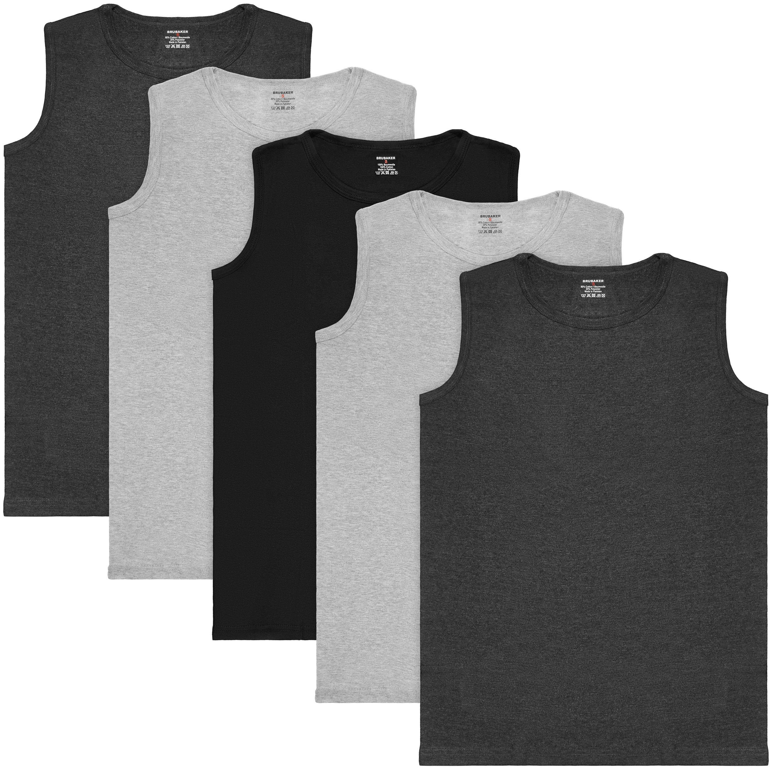 BRUBAKER Muskelshirt Tank Top Unterhemd mit Rundhals Ausschnitt (5er-Pack) günstig online kaufen