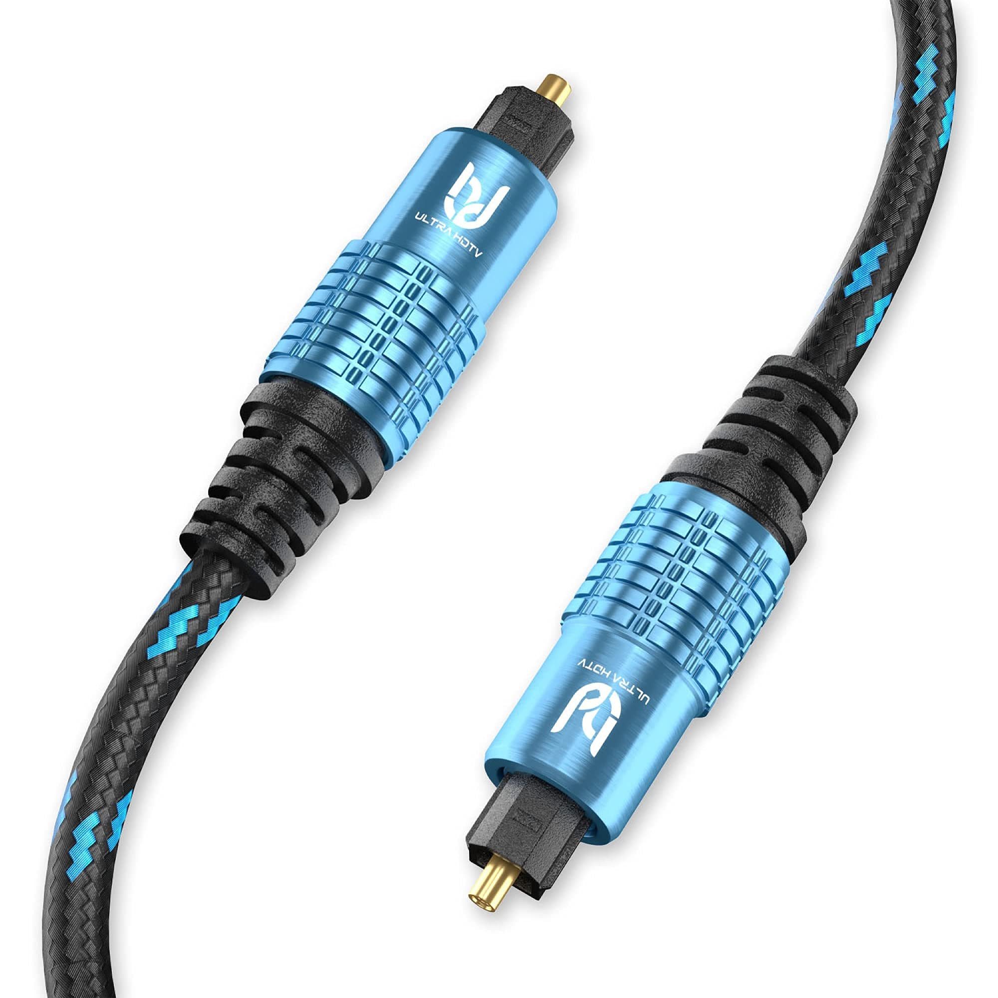 UltraHDTV Premium Toslink Kabel - Digitalkabel mit Knickschutz Nylon-Mantel Audio-Kabel, (100 cm), Zugentlastung und Vollmetall Steckern mit Perfekter Passgenauigkeit