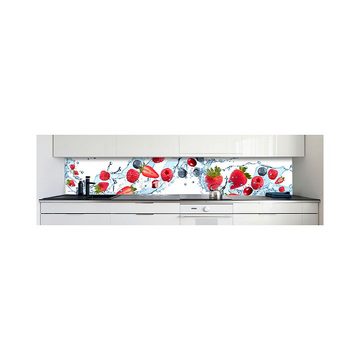 DRUCK-EXPERT Küchenrückwand Küchenrückwand Berry Splash Hart-PVC 0,4 mm selbstklebend