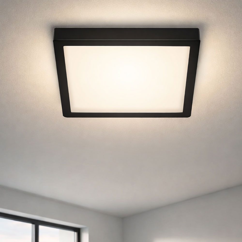 Briloner Leuchten LED Deckenleuchte, LED-Leuchtmittel fest verbaut, Neutralweiß, Deckenlampe Aufbauleuchte LED Metall schwarz neutralweiß L 30 cm