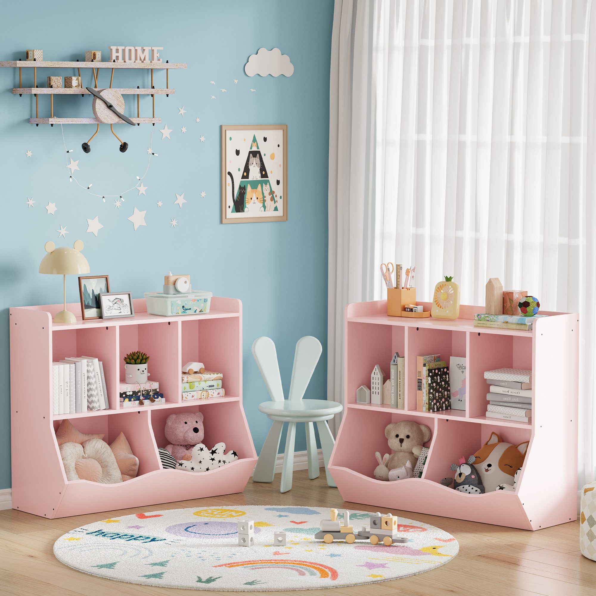 GarveeMore Kinderregal Spielzeugregal Kinderregal mit 5 Fächern Bücherregal Kinder – Bild 5 von 5