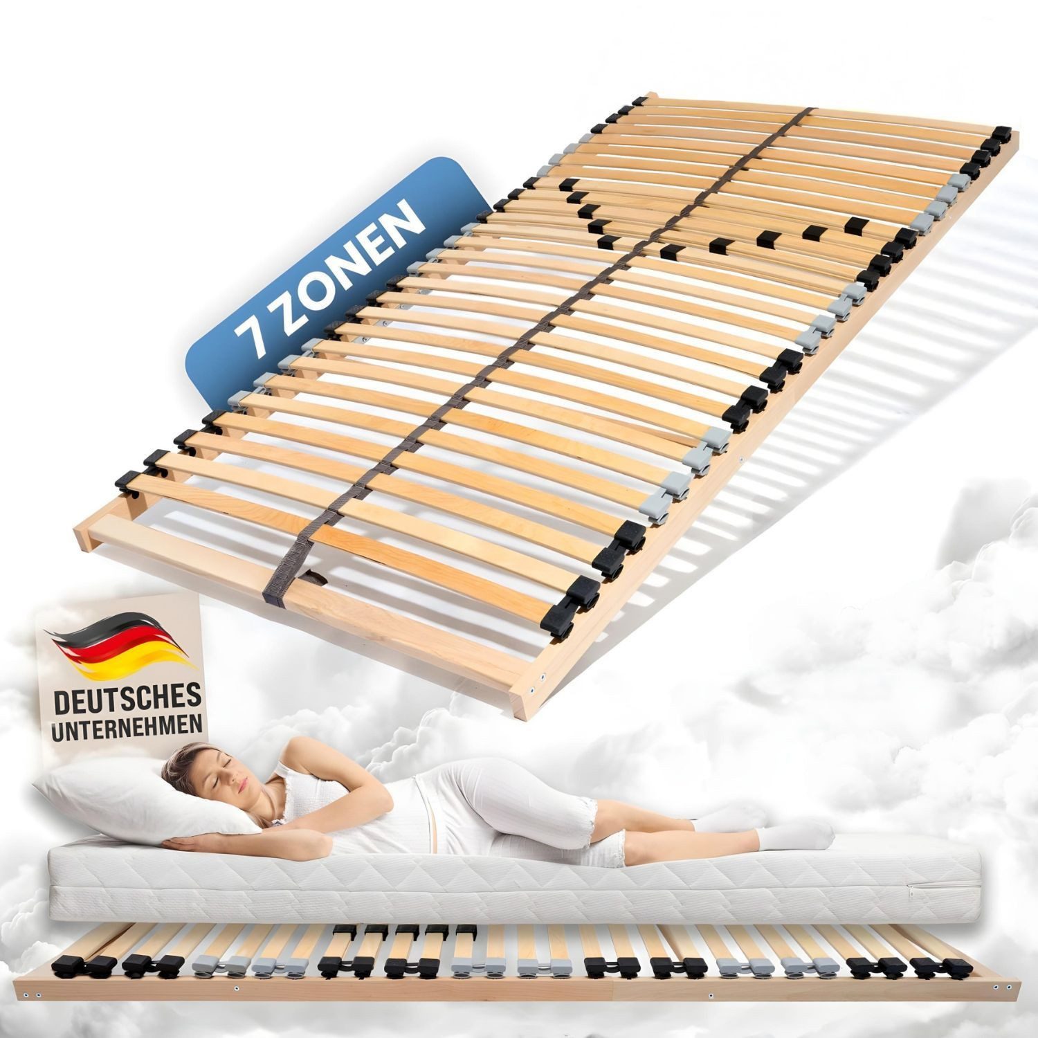 Lattenrost ERGO NV, Coemo, Kopfteil nicht verstellbar, Fußteil nicht verstellbar, 80x200 cm 7 Zonen 28 Leisten Härtegradverstellung flache Bauweise