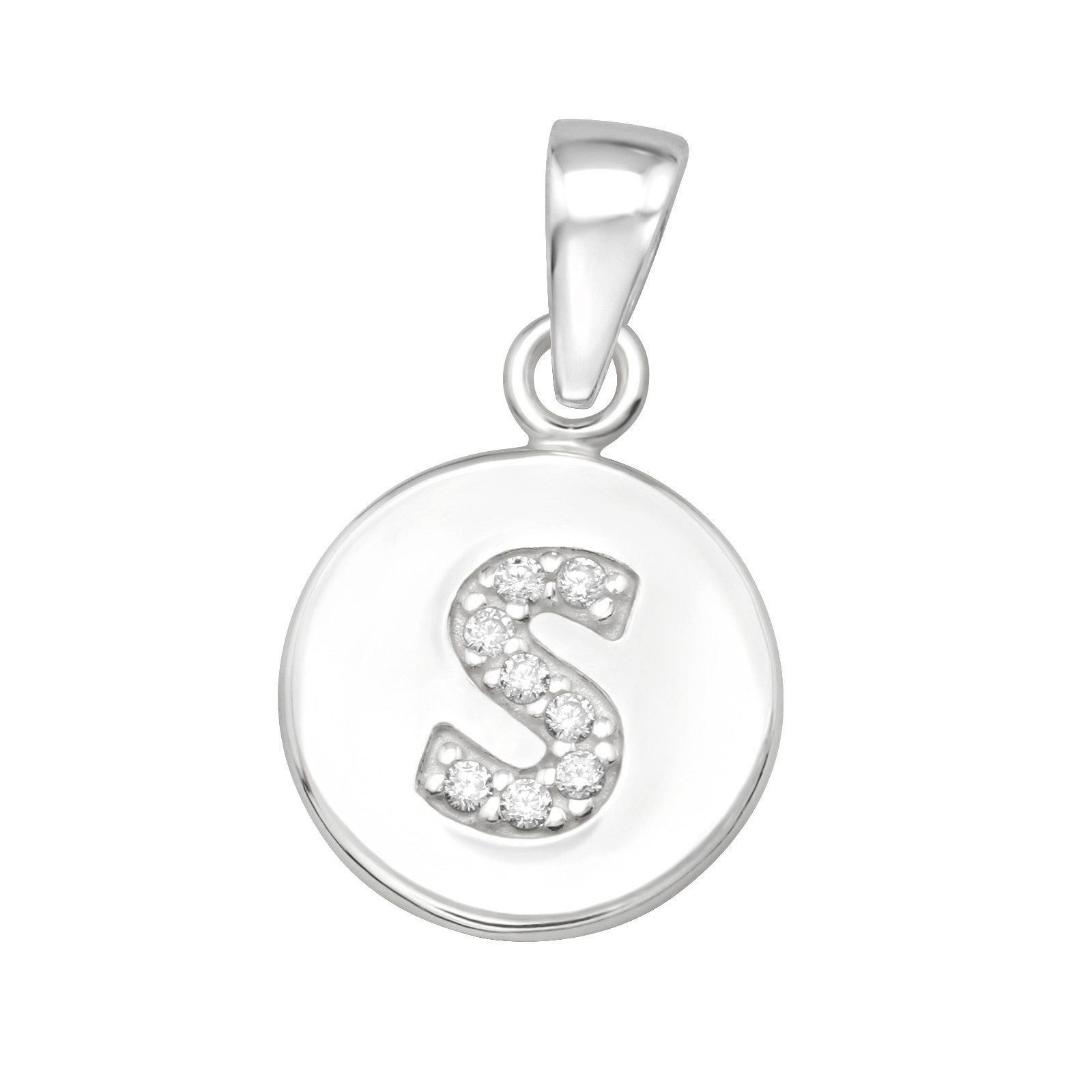 BUNGSA Anhänger Set Anhänger Rund mit Buchstaben Kristall Silber 925 Silber Unisex S (1 Paar (2 Stück), 1-tlg), Pendant Halsketten