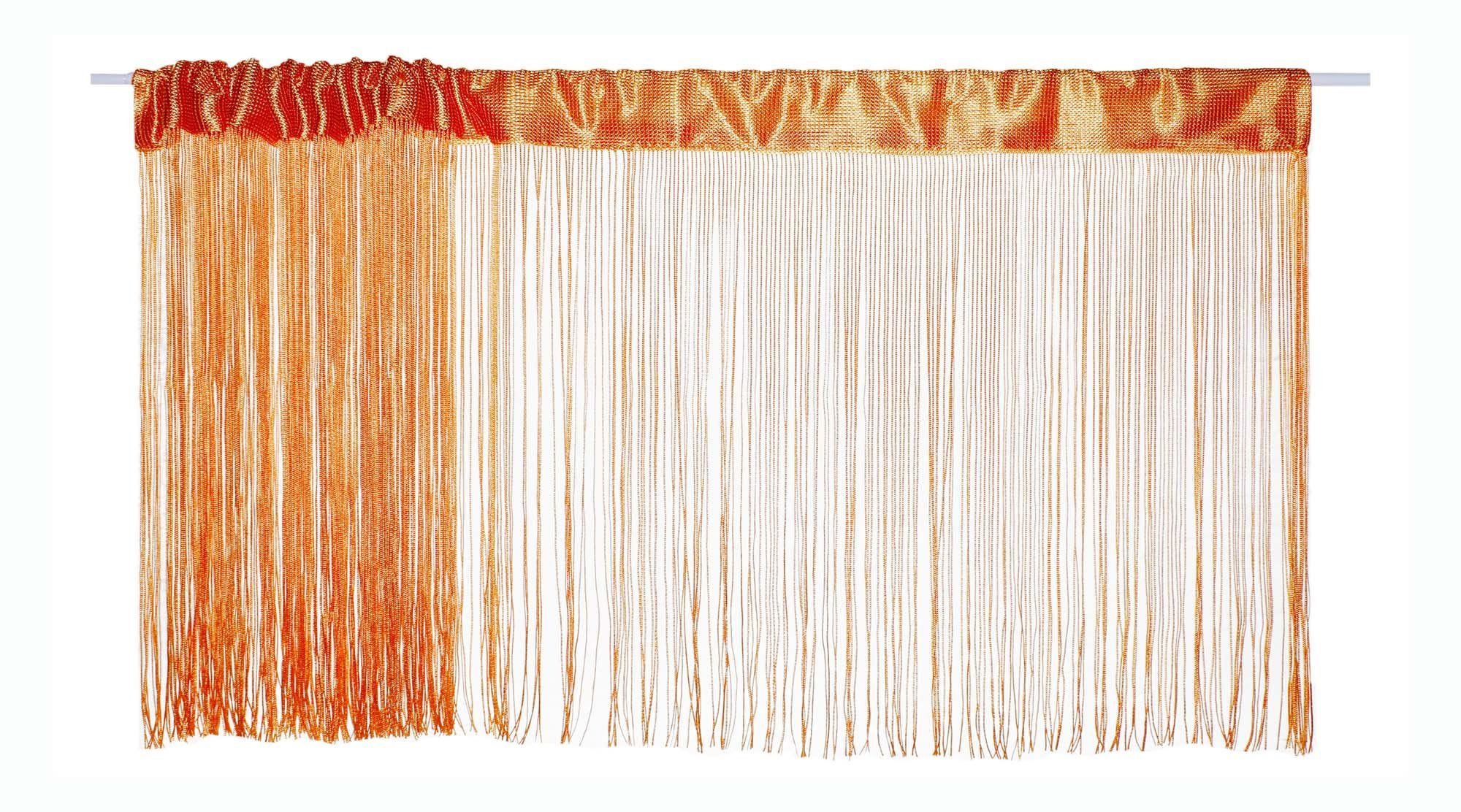 Haus und Deko Scheibengardine Bistrogardine Fadenvorhang uni 150x60 cm Fadengardine Vorhang Stangend (1 St), Stangendurchzug, Lichtschutz, Polyester