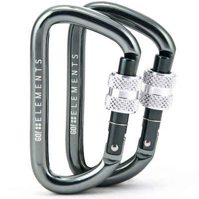 GO!elements Karabiner Strong 8, (2Stück), mit Schraubverschluss - 1200kg Bruchlast Karabinerhaken 12kN