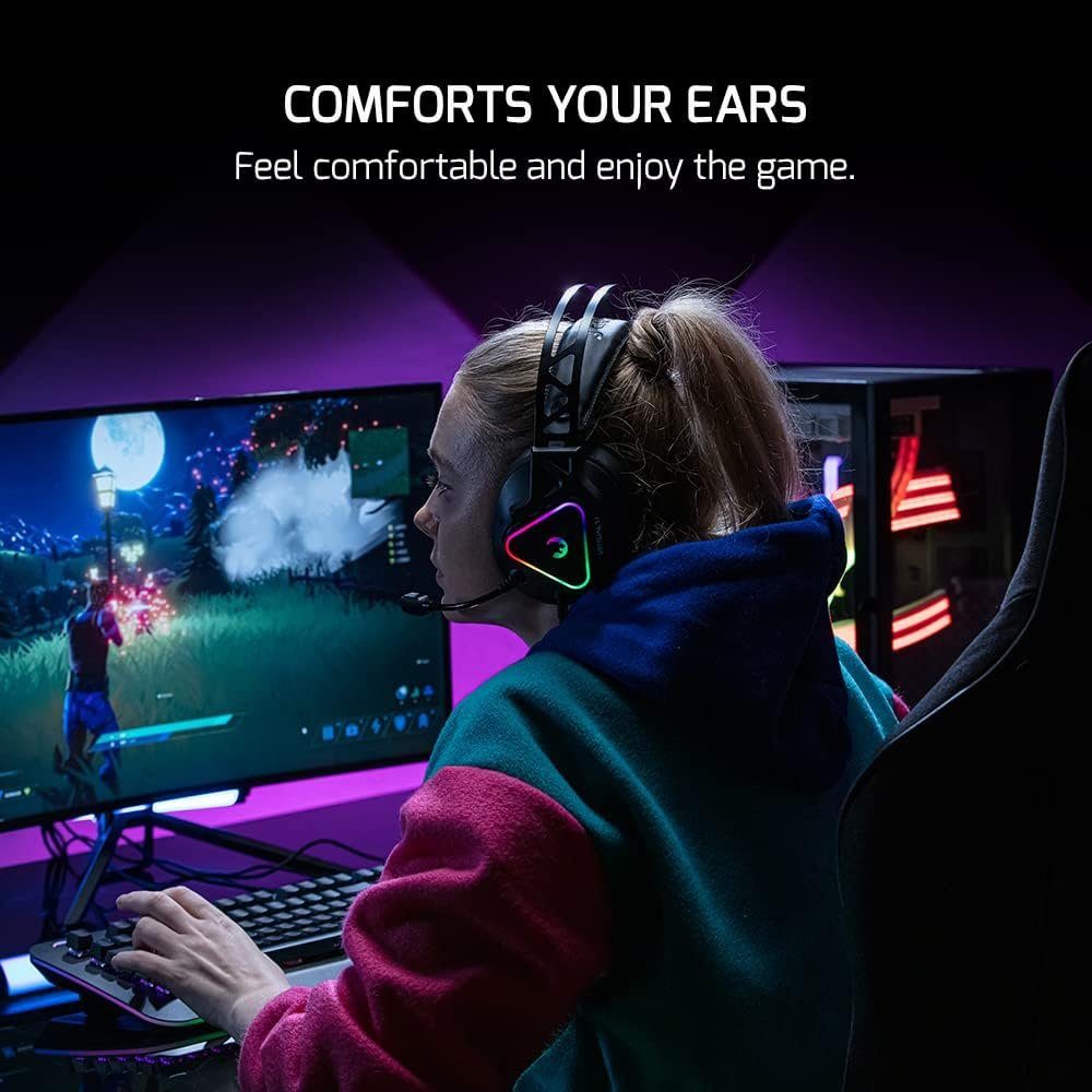 GAMEPOWER Gaming-Headset (Kompatibilität und PS5, 50-mm-Treibern) kabelgebundene mit Surround 7.1 Kabel, Kopfhörer PC, mit Virtual PS4 Mit Sound