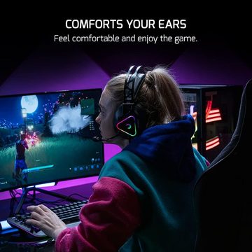 GAMEPOWER Gaming-Headset (Kompatibilität mit PC, PS4 und PS5, Mit Kabel, 7.1 Virtual Surround Sound kabelgebundene Kopfhörer mit 50-mm-Treibern)