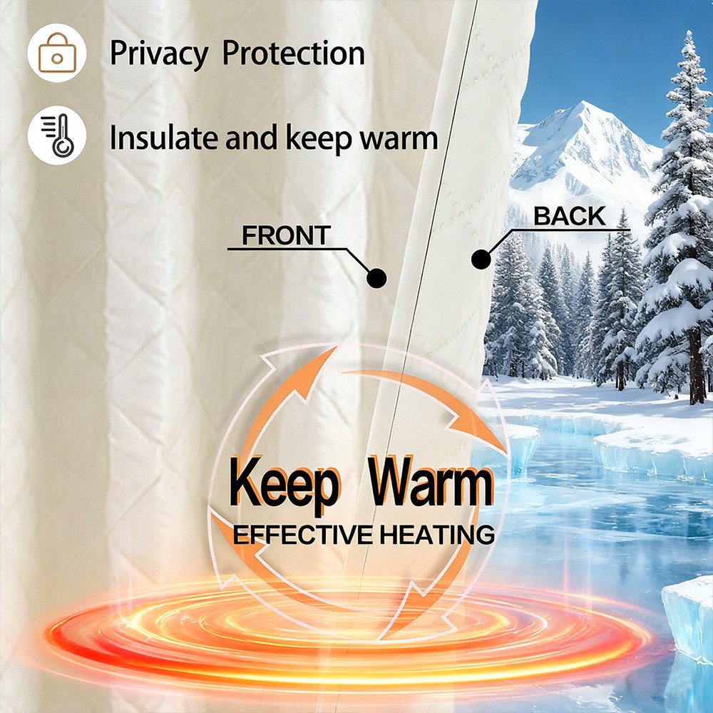 Sunicol Vorhang Thermovorhang Kälteschutz Winter Wärmeisolierend Türvorhang (1 St), Funktionale Überschrift Gardinen für Wohnzimmer Schlafzimmer – Bild 5 von 5
