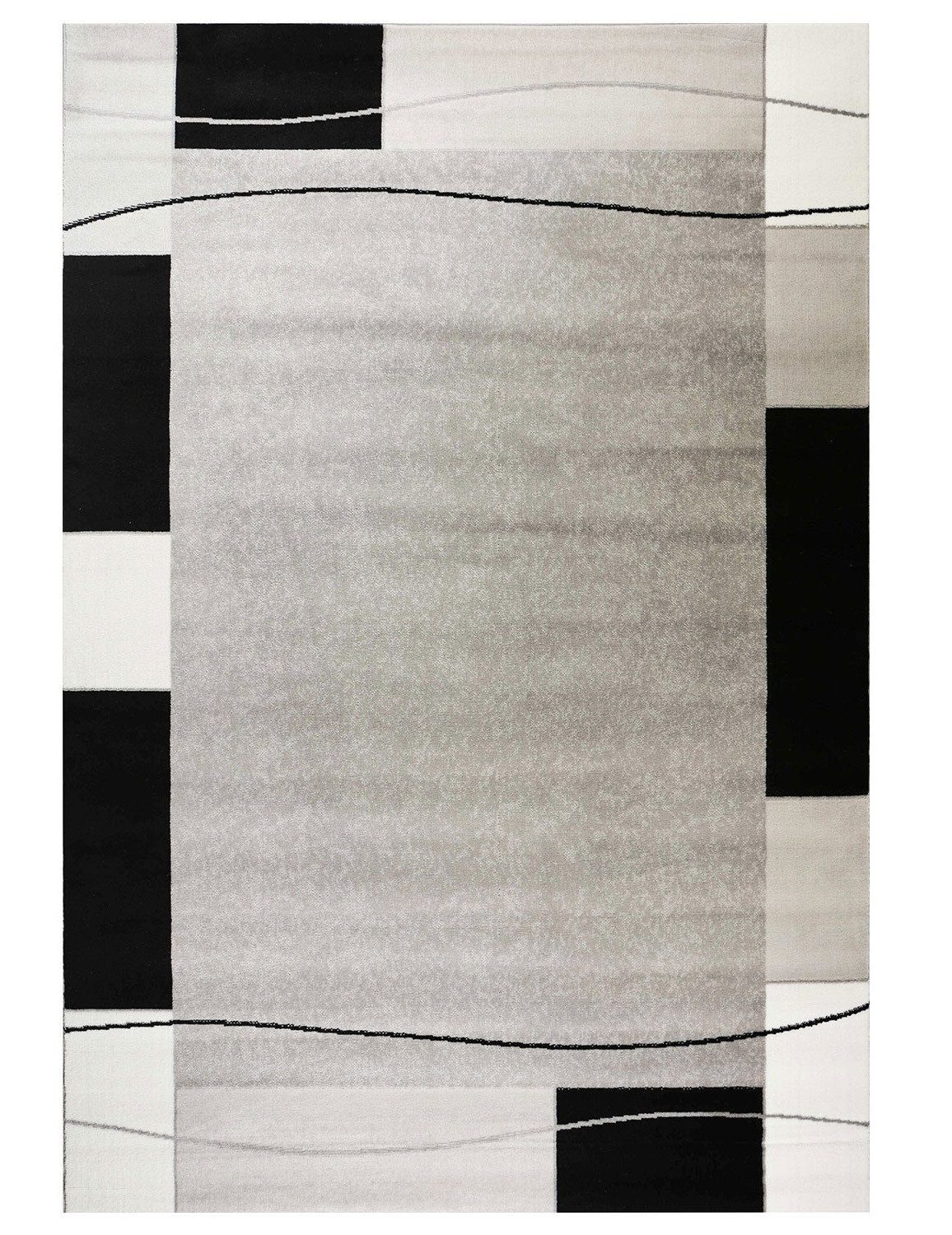 Vimoda Teppich Wohnzimmer geometrische Kurzflorteppich Braun & Grau, Rechte günstig online kaufen