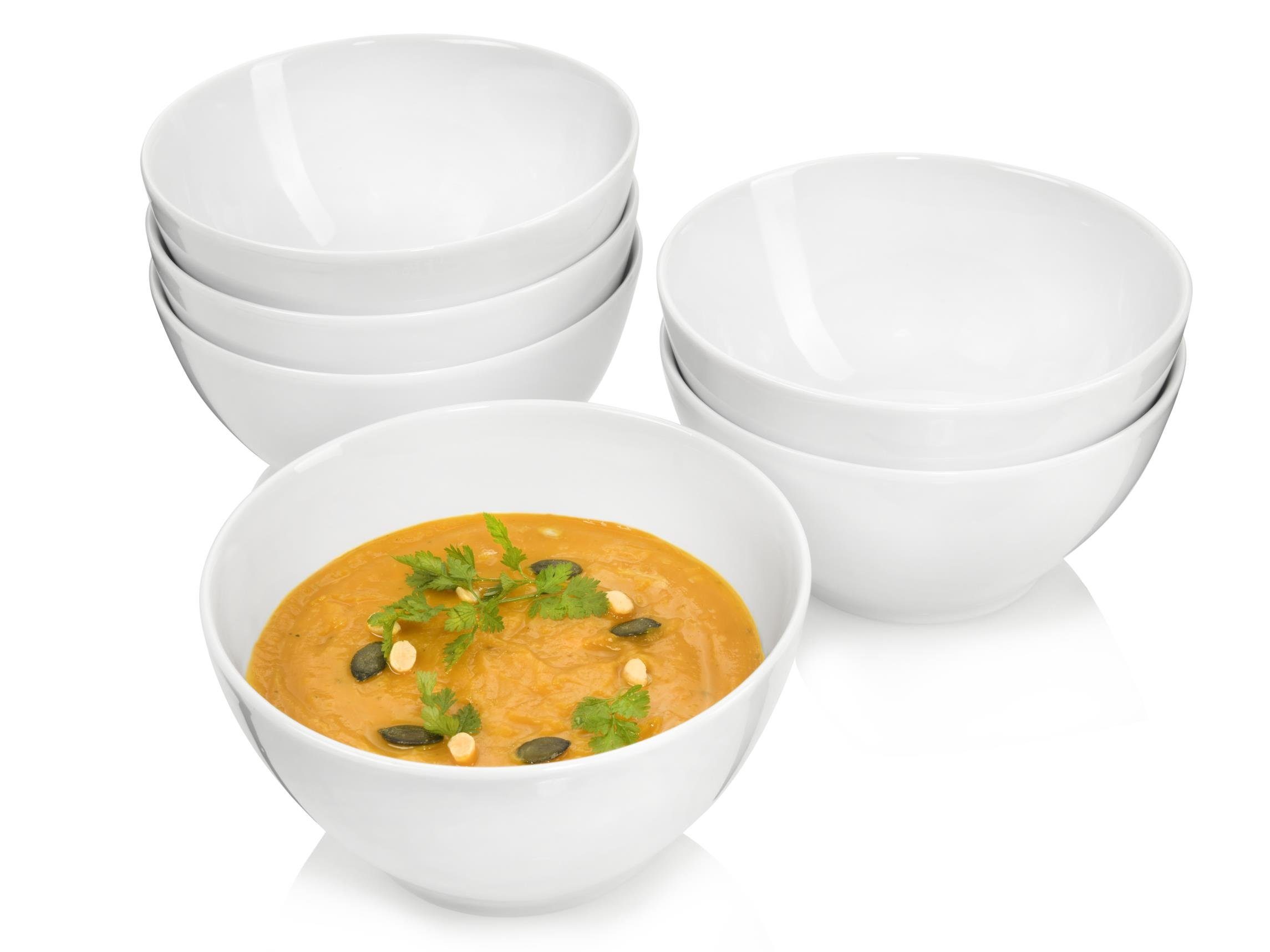 SÄNGER Suppenteller rundes (6 Suppenschalen Weiß, St), Design, 900ml, Porzellan Sunfort Set