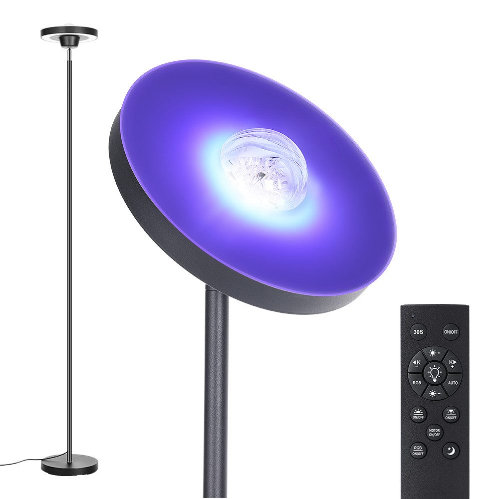 BLiTZWOLF LED Stehlampe 24W RGB+CCT Stehleuchte mit Wasserwellen-Effekt Uplighter Bodenlampe, LED fest integriert, mit Fernbedienung und Fußschalter, Dimmbar