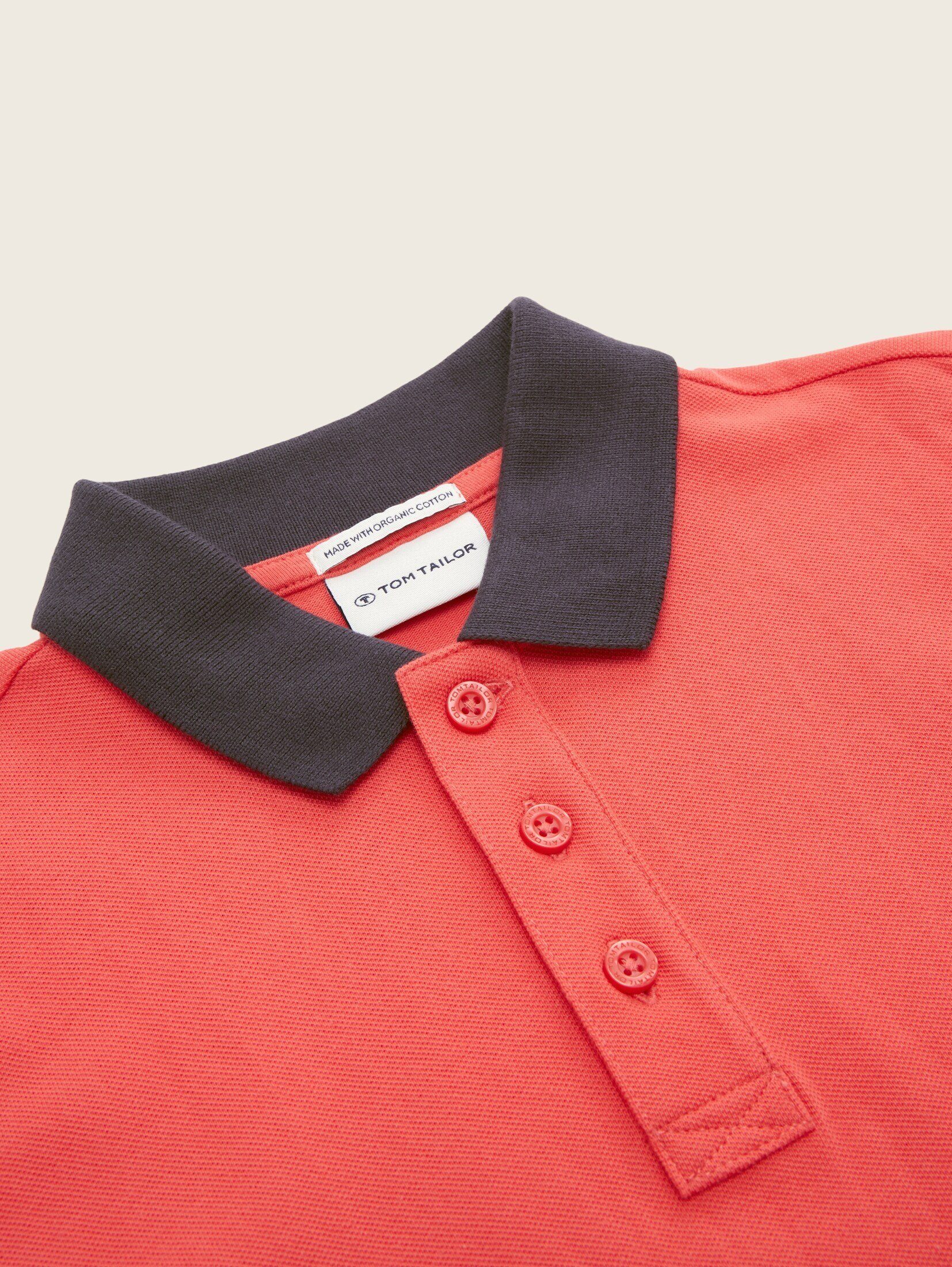 Plain Poloshirt TAILOR Colour mit Red Blocking Poloshirt TOM