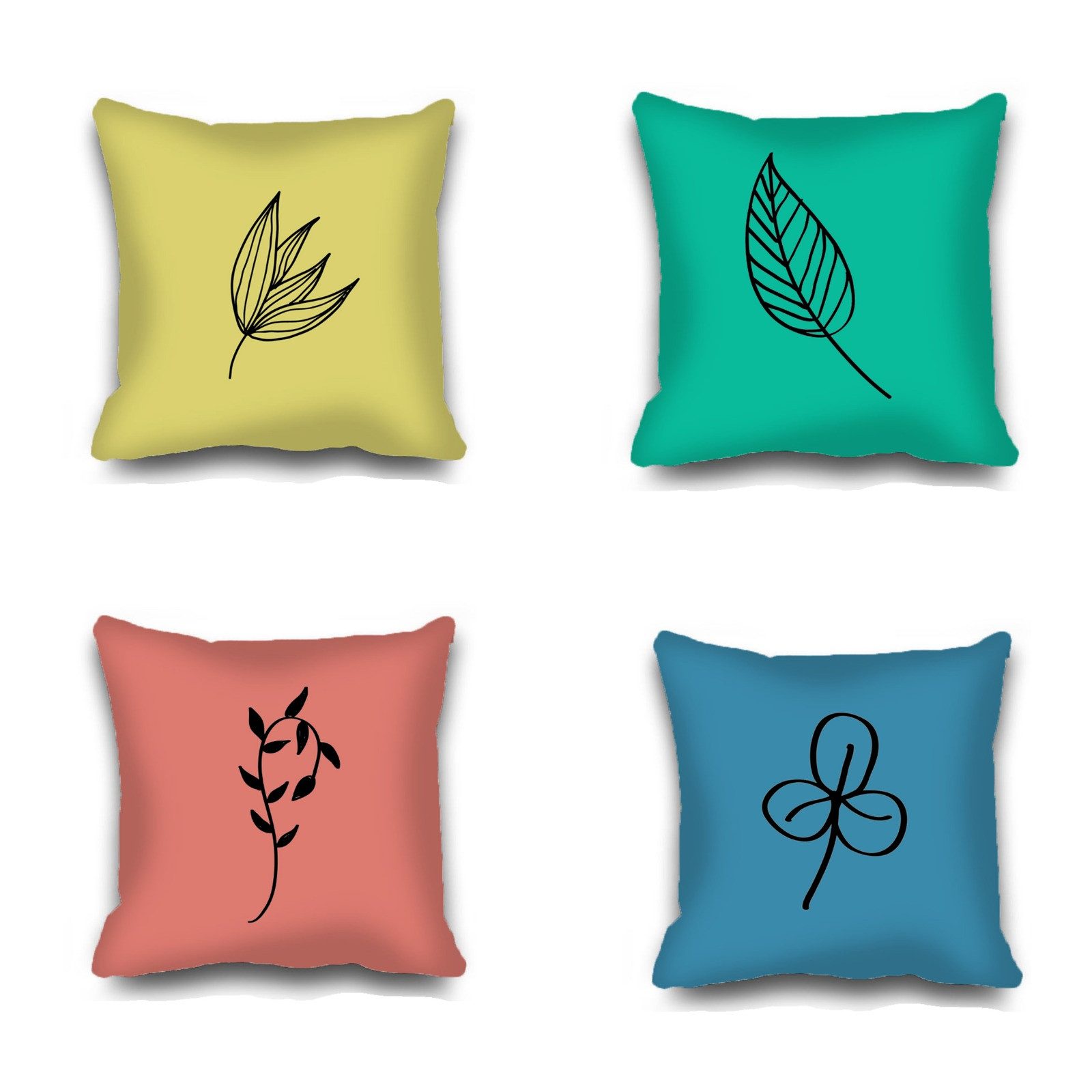 Ekershop Kissenhüllen Dekorative 4er Set COLORS Style Dekokissen Hülle Kissenbezug Kissen, (4 Stück)