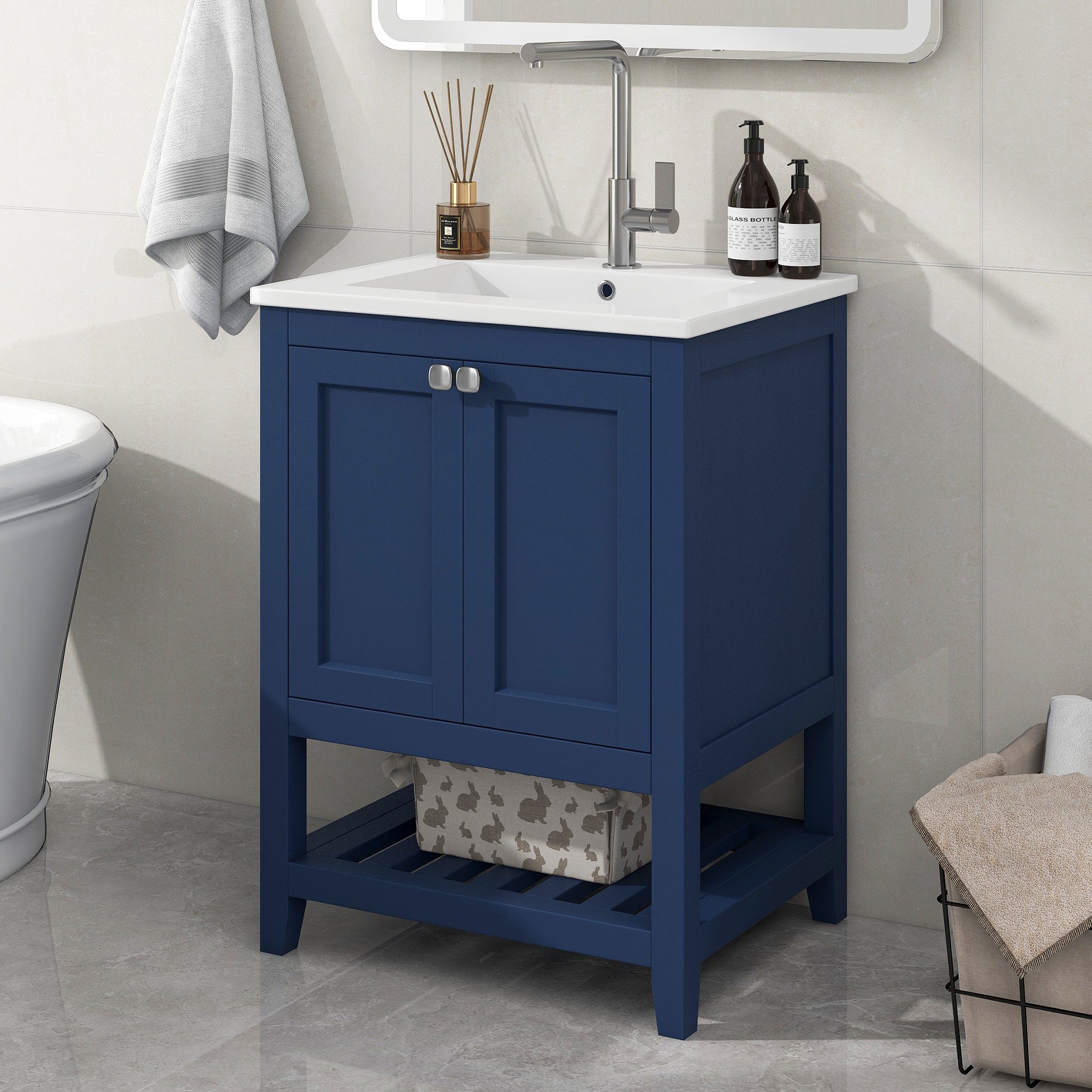 OKWISH Badmöbel-Set Badmöbel mit Keramik-Waschbecken, (Einzel günstig online kaufen