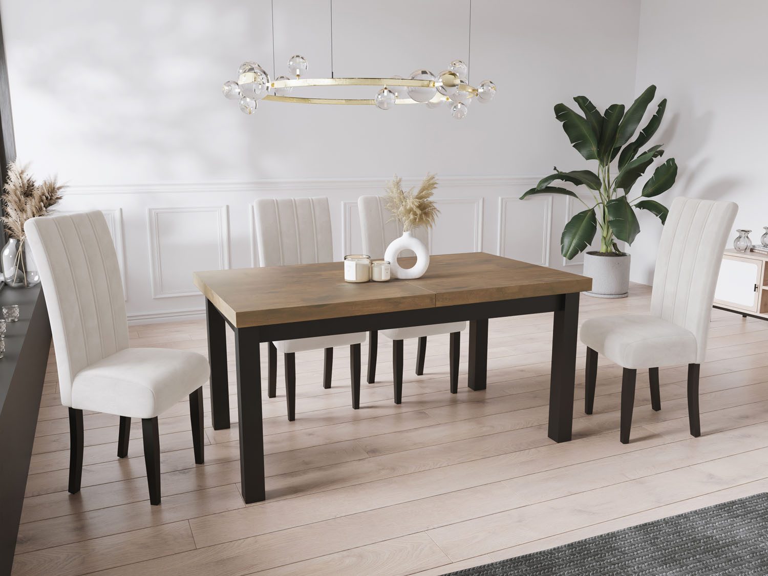 WFL GROUP Esstisch Gemini (5 Gr. – 120/140/160/170/200 cm ausziehbar auf 160/180/210/250/300 cm), platzsparender Tisch in Holzoptik für Küche, Esszimmer oder Wohnzimmer