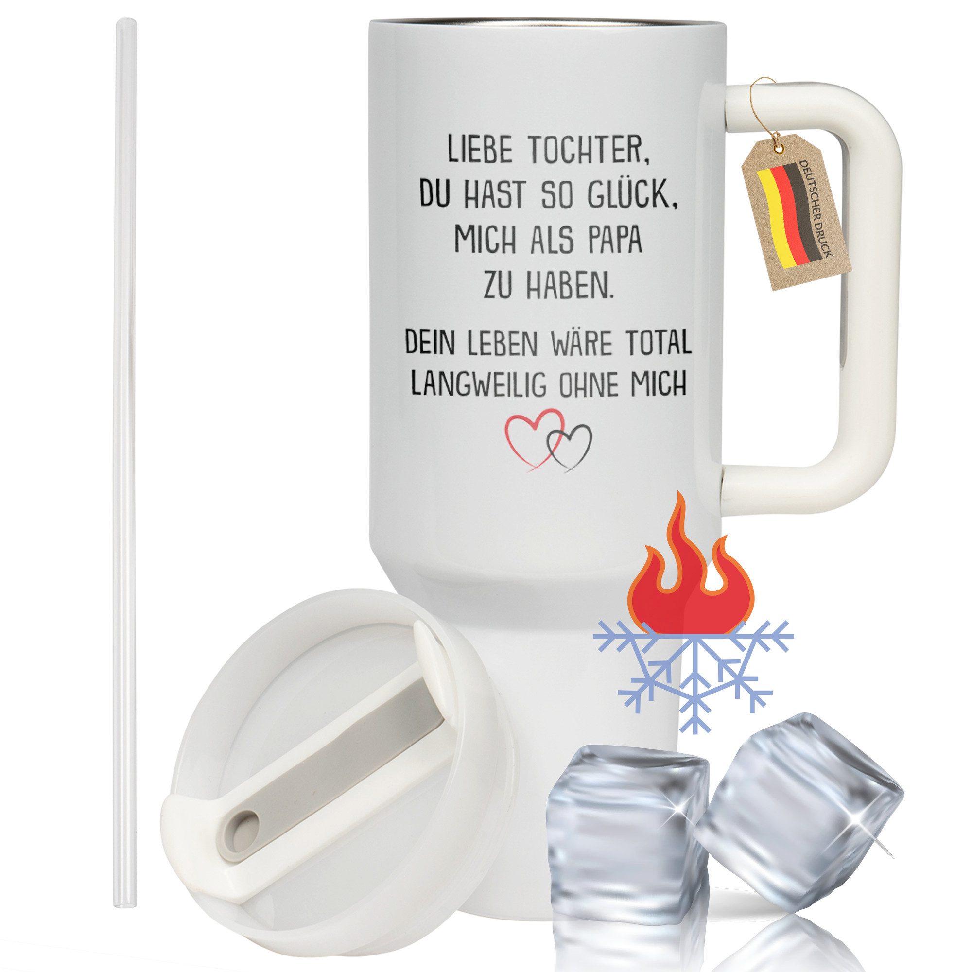 22Feels Thermobecher XXL Thermobecher Geschenk Tochter Papa Geburtstag Weihnachten, Edelstahl (Thermoisoliert), IN DEUTSCHLAND BEDRUCKT - Beidseitig Bedruckter To-Go Tumbler