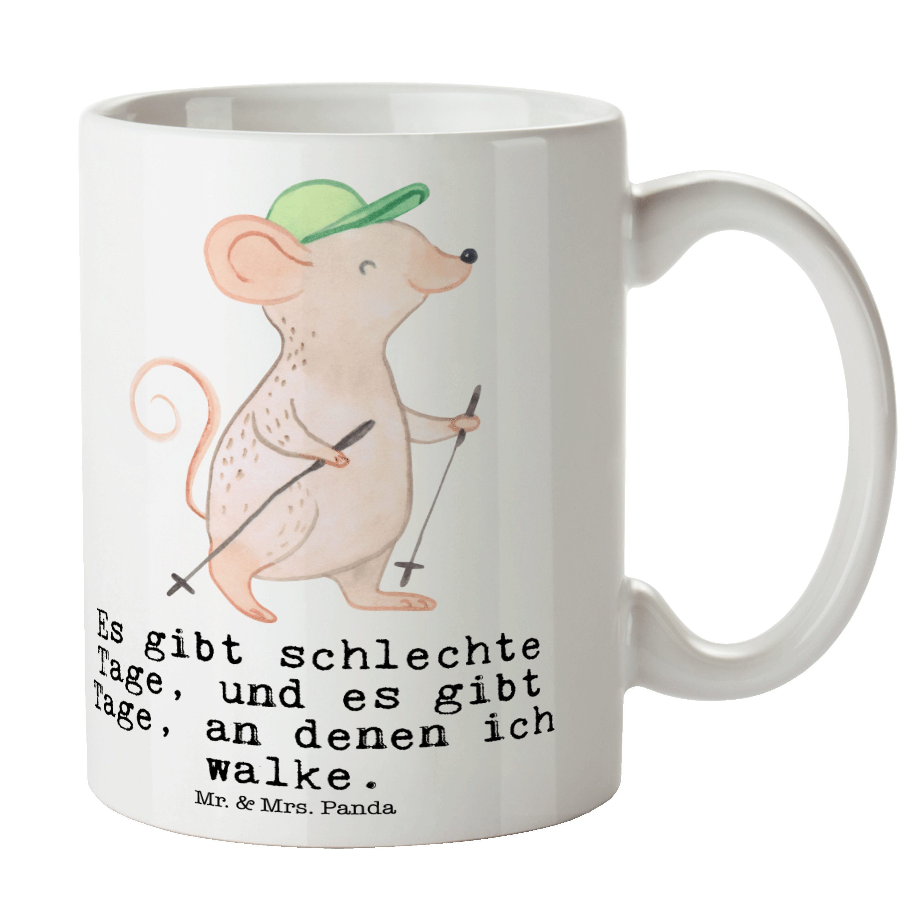 Mr. & Mrs. Panda Tasse Maus Walking Tage - Weiß - Geschenk, Gewinn, Tasse Sprüche, Dankeschö, Keramik